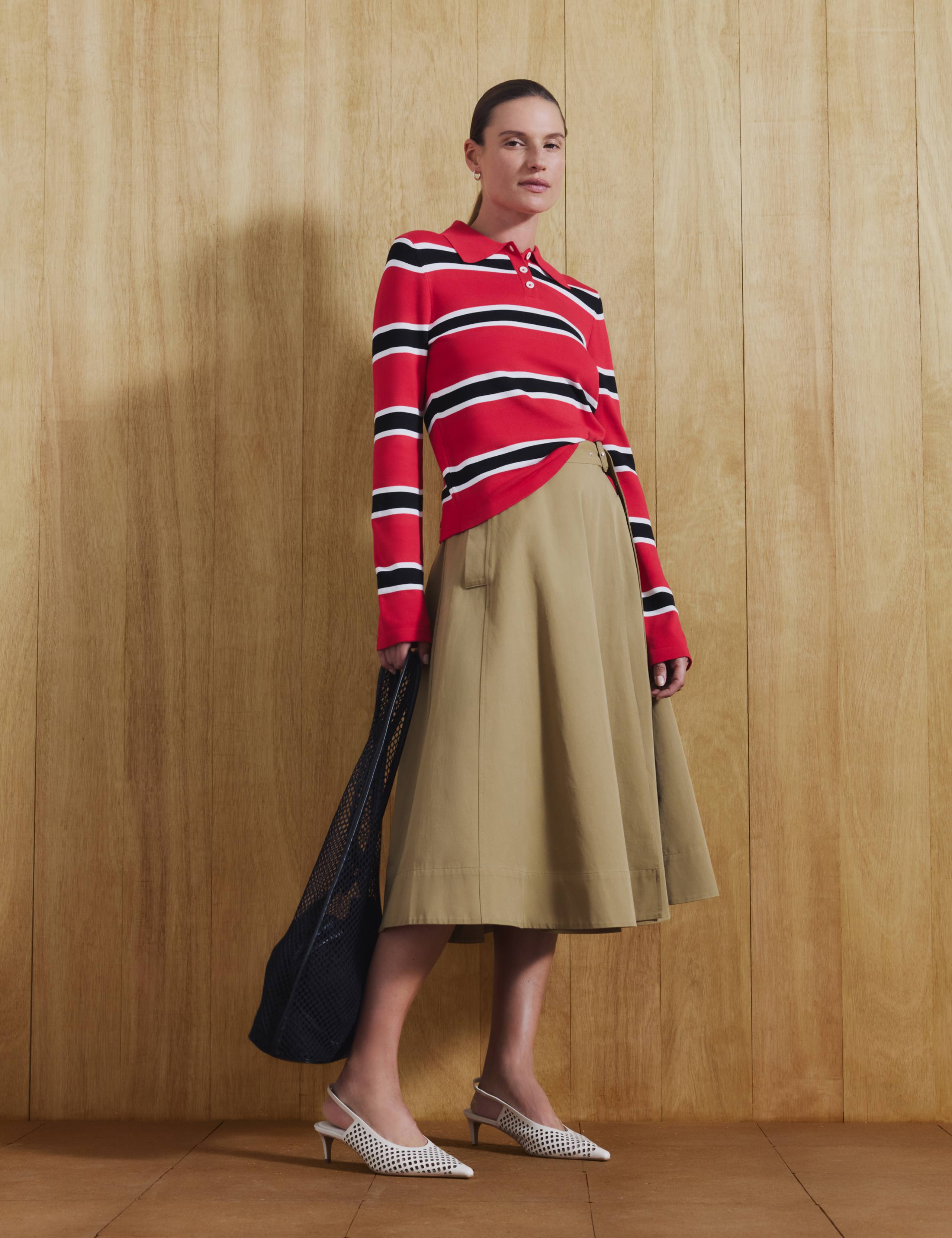 Pure Cotton Buckle Detail Midi Wrap Skirt 7 of 7