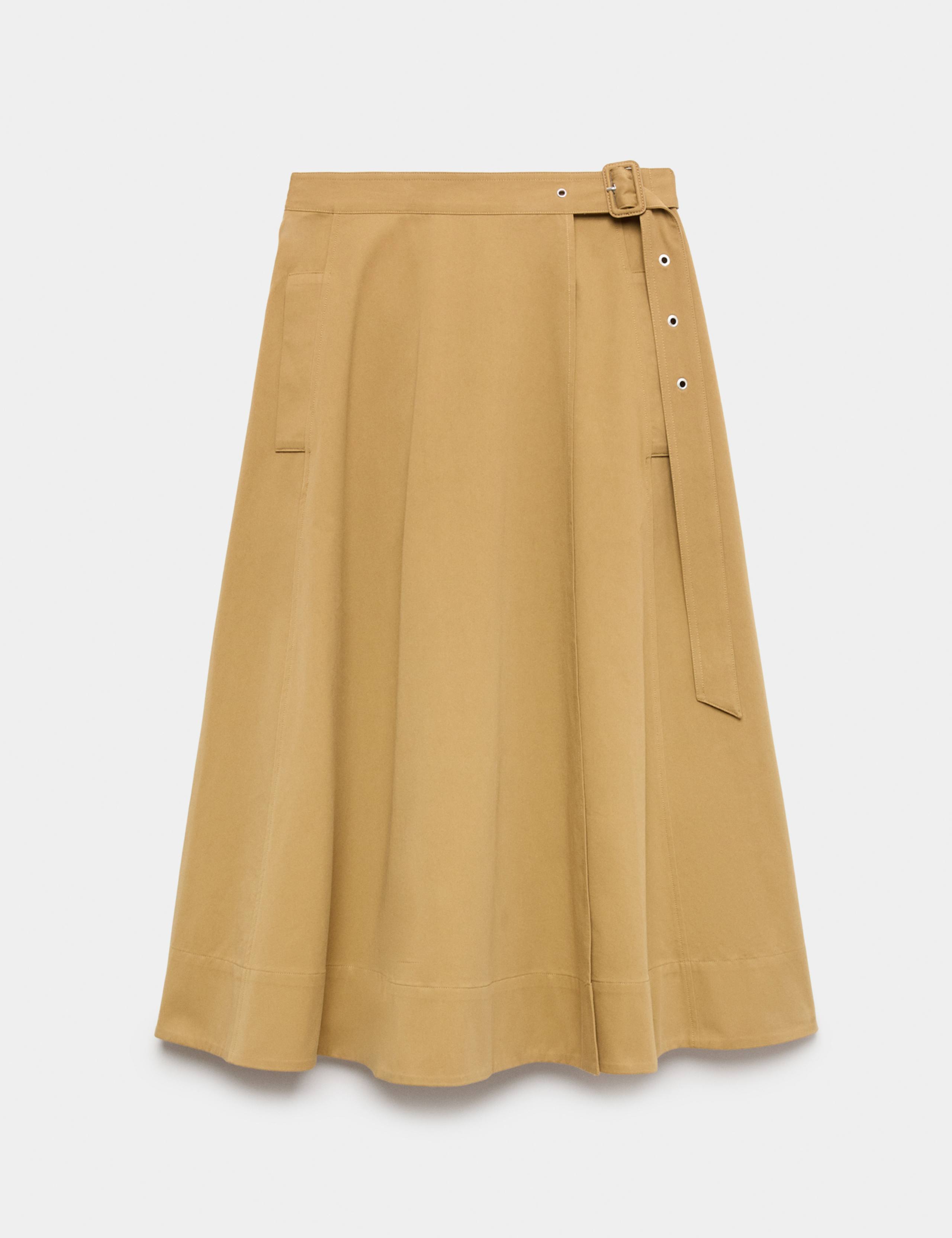 Pure Cotton Buckle Detail Midi Wrap Skirt 1 of 1