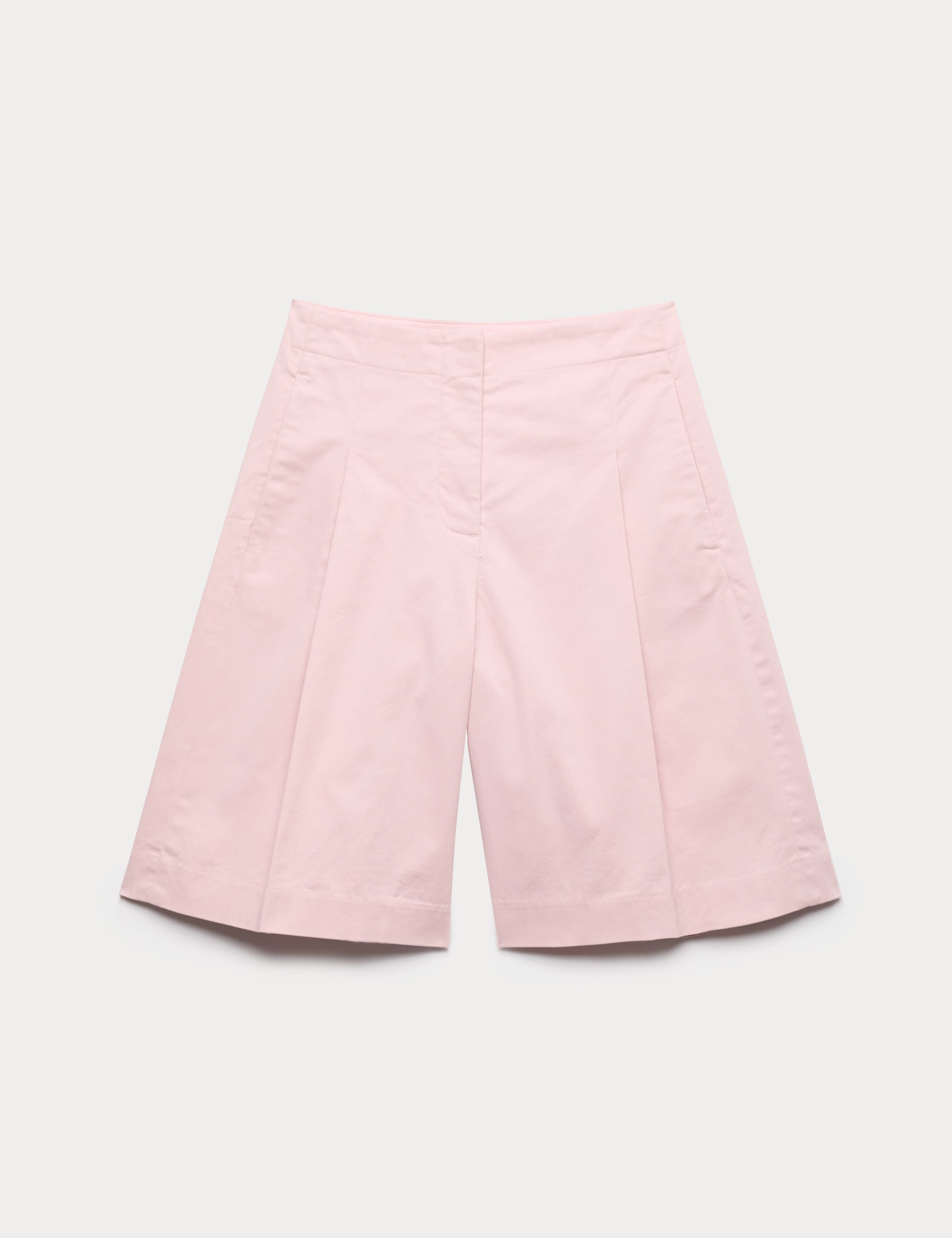 Cotton Rich High Waisted Pleat Front Bermuda Shorts 2 of 4