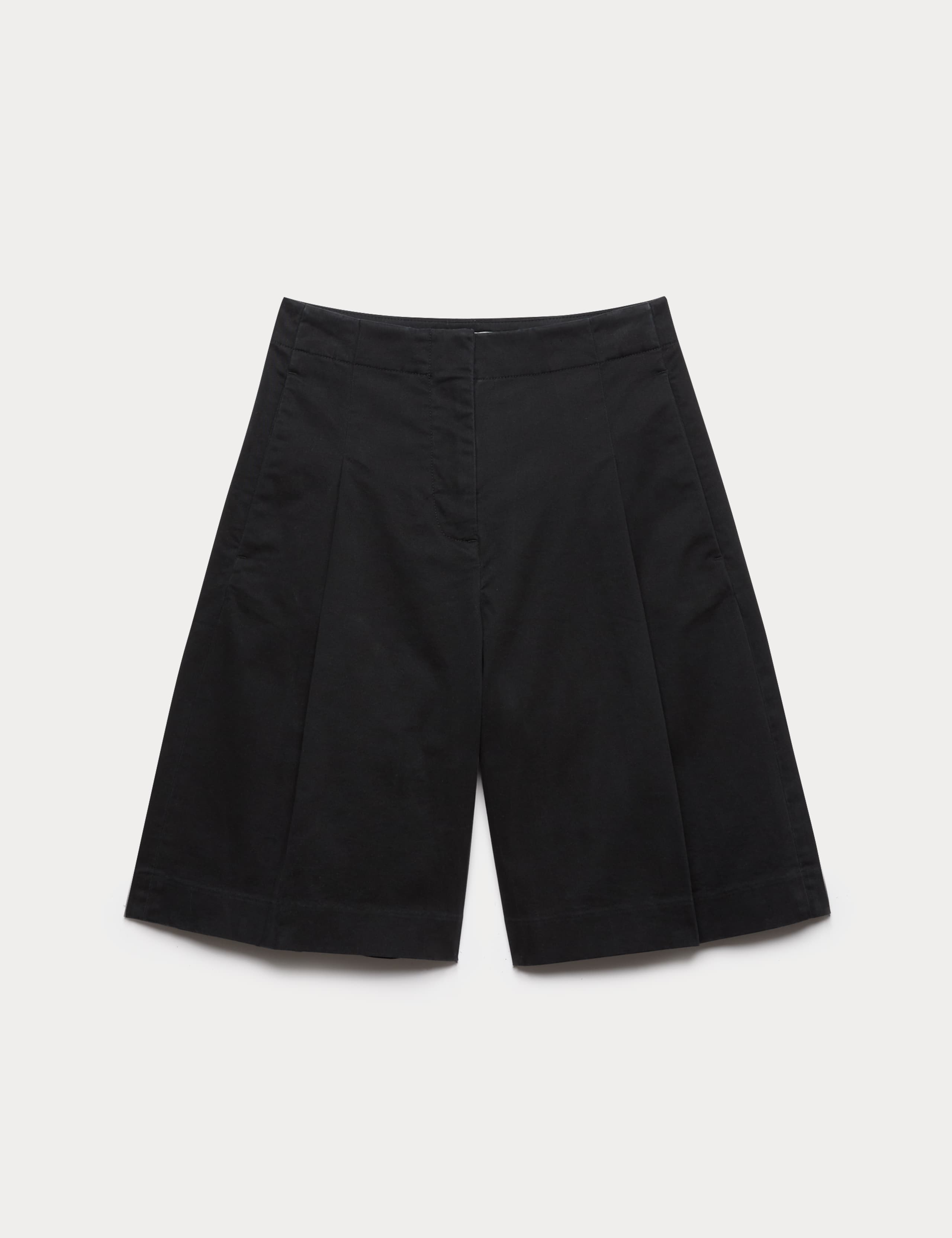 Cotton Rich High Waisted Pleat Front Bermuda Shorts 2 of 5