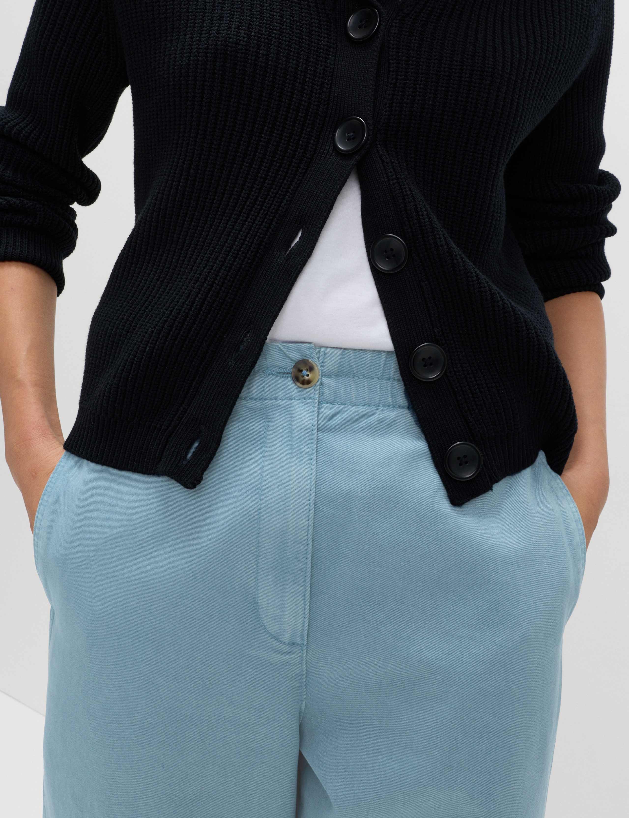 Pure Cotton Elasticated Waist Carrot Leg Trousers 5 of 5