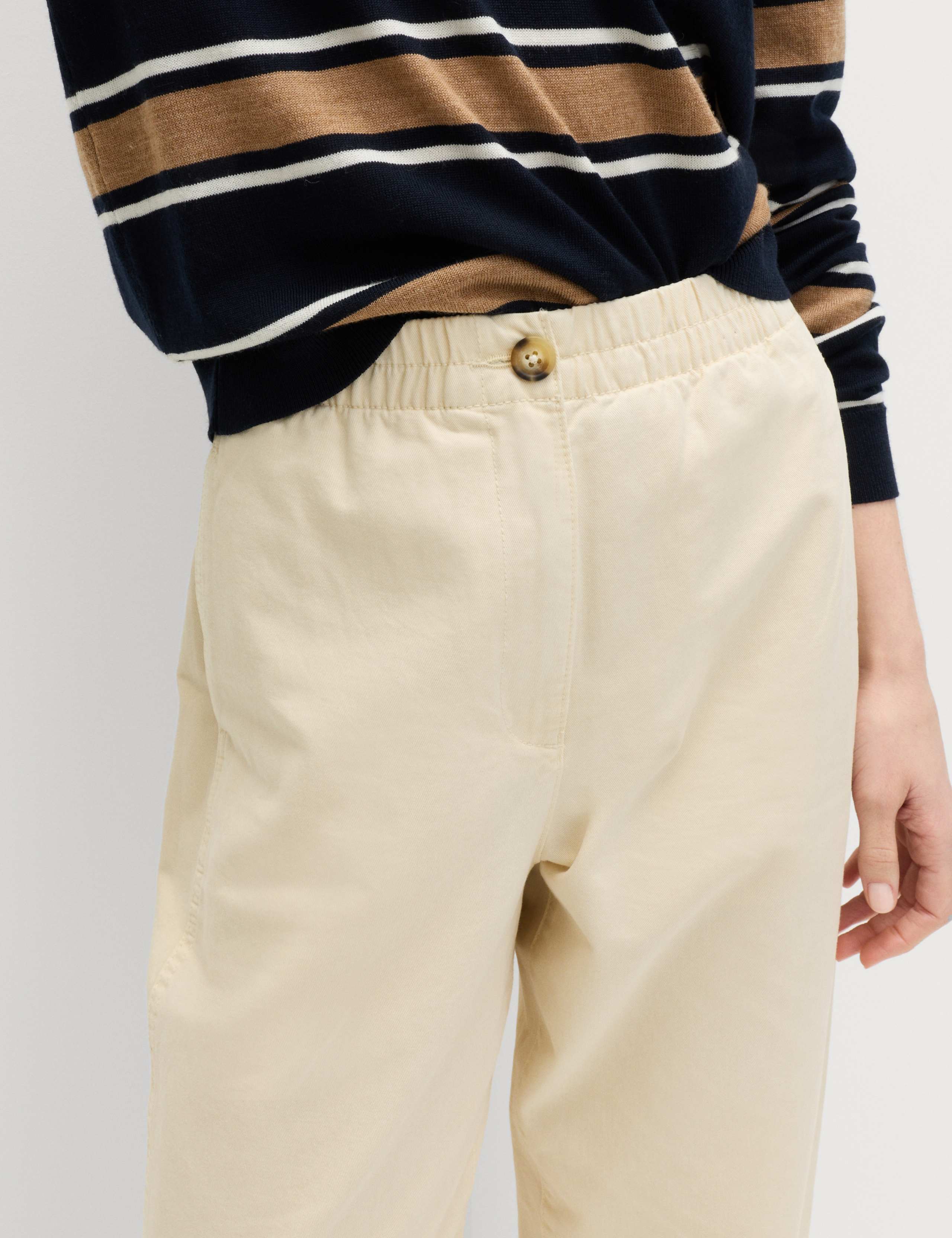 Pure Cotton Elasticated Waist Carrot Leg Trousers 4 of 5