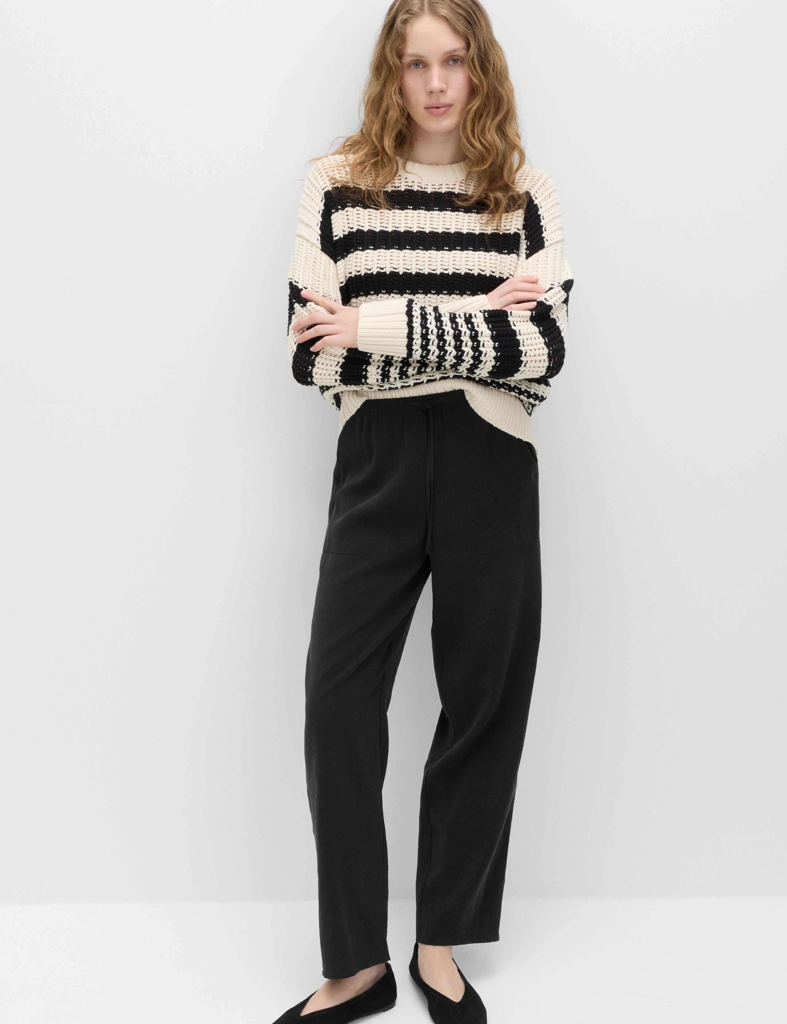 Pull On Elasticated Waist Straight Leg Trousers 1 of 5