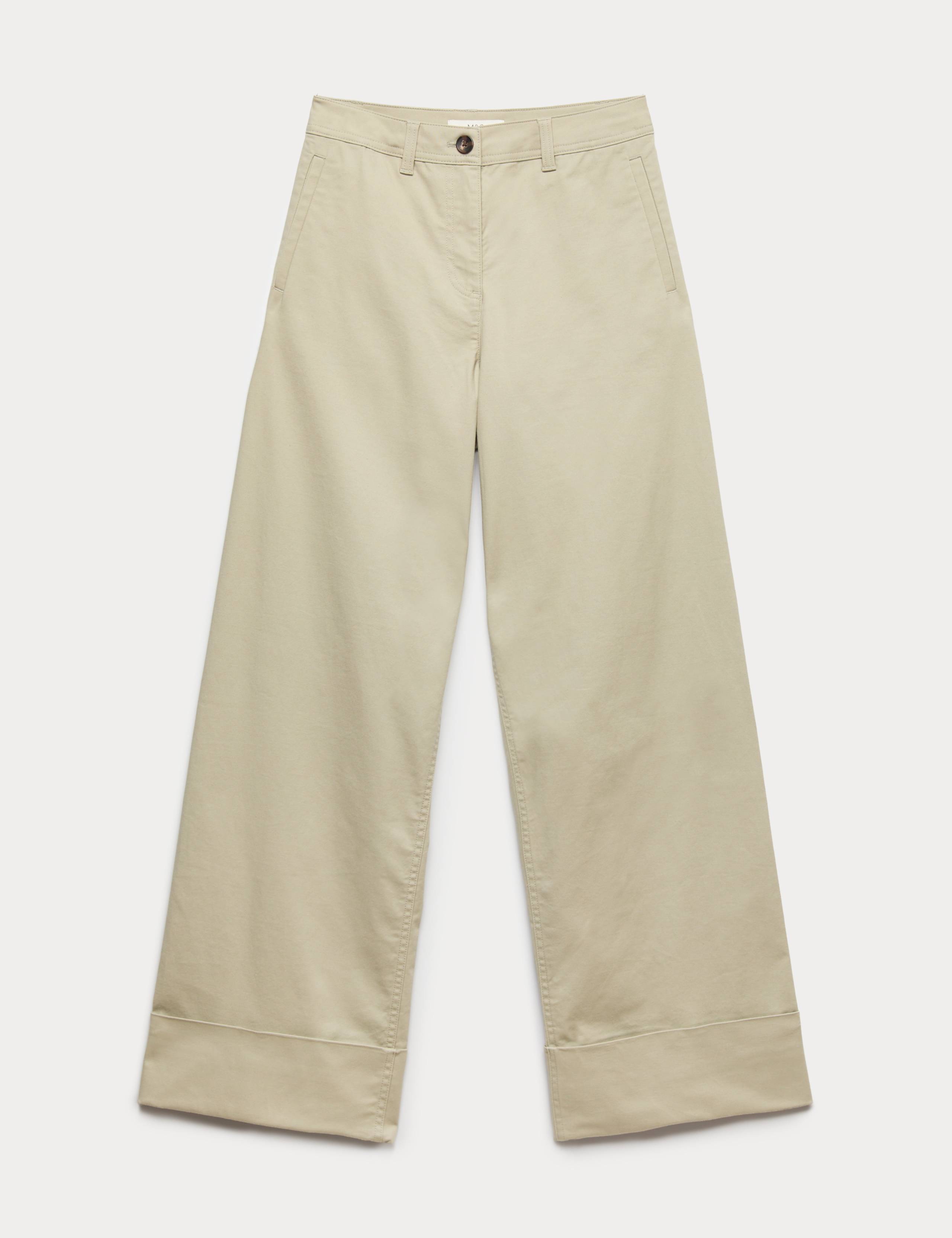 Cotton Rich Turn Up Wide Leg Chinos 2 of 4