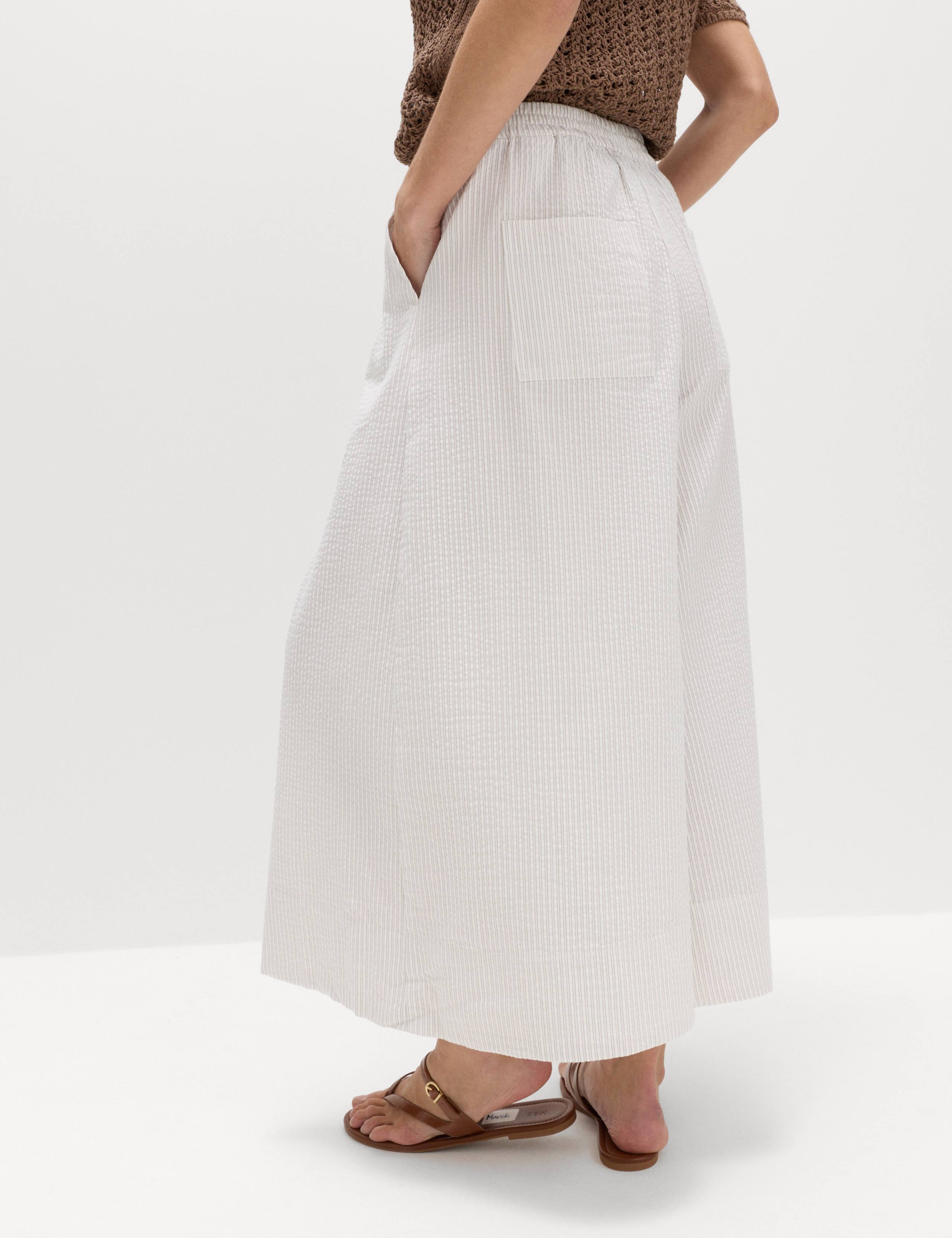 Seersucker Cropped Palazzo Trousers 4 of 5