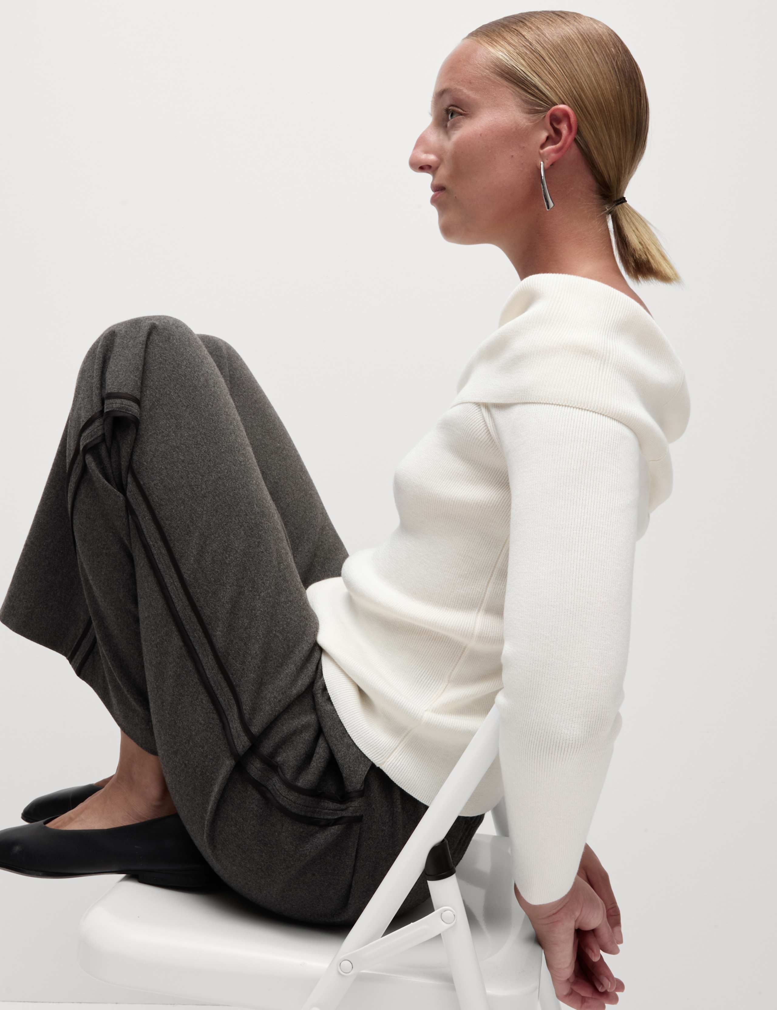 Side Stripe Pull On Wide Leg Trousers 4 of 5