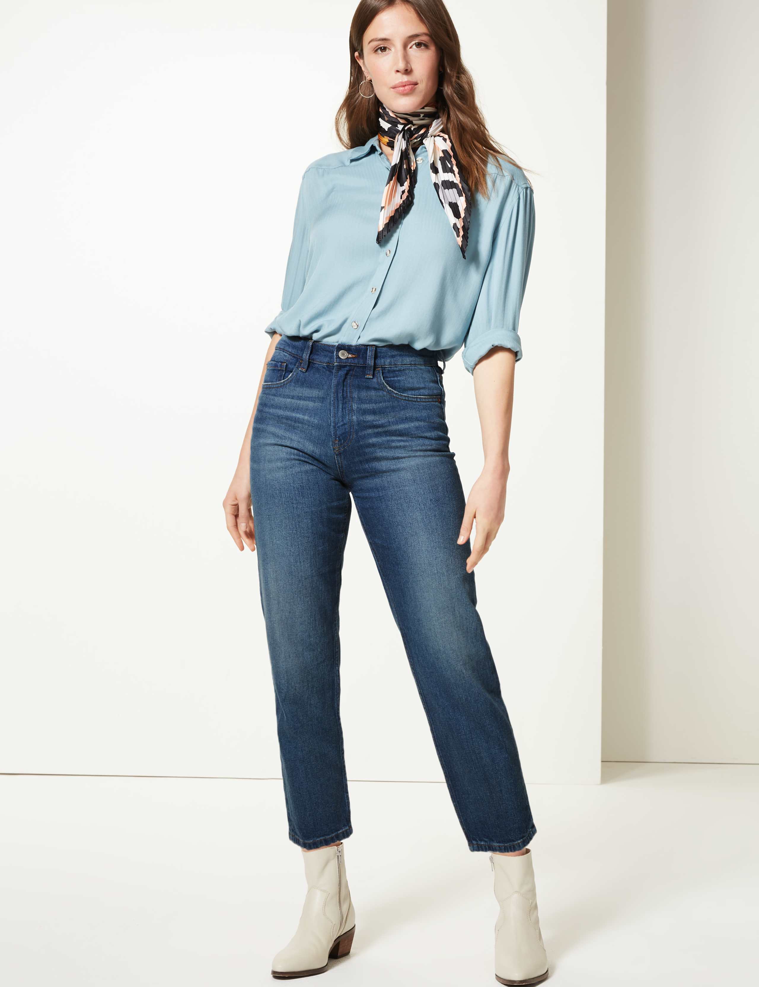 High Waist Straight Leg Ankle Grazer Jeans 1 of 5