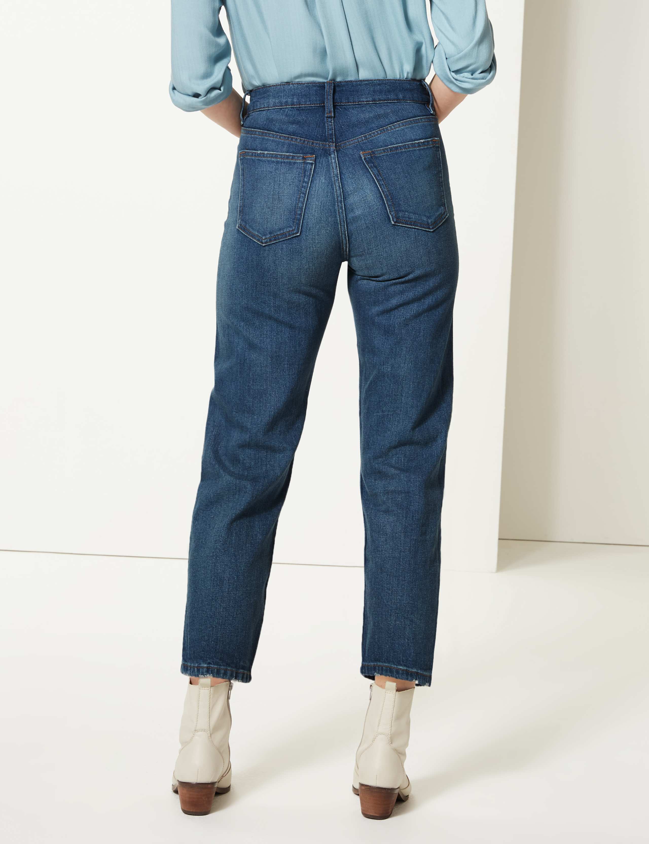 High Waist Straight Leg Ankle Grazer Jeans 3 of 5