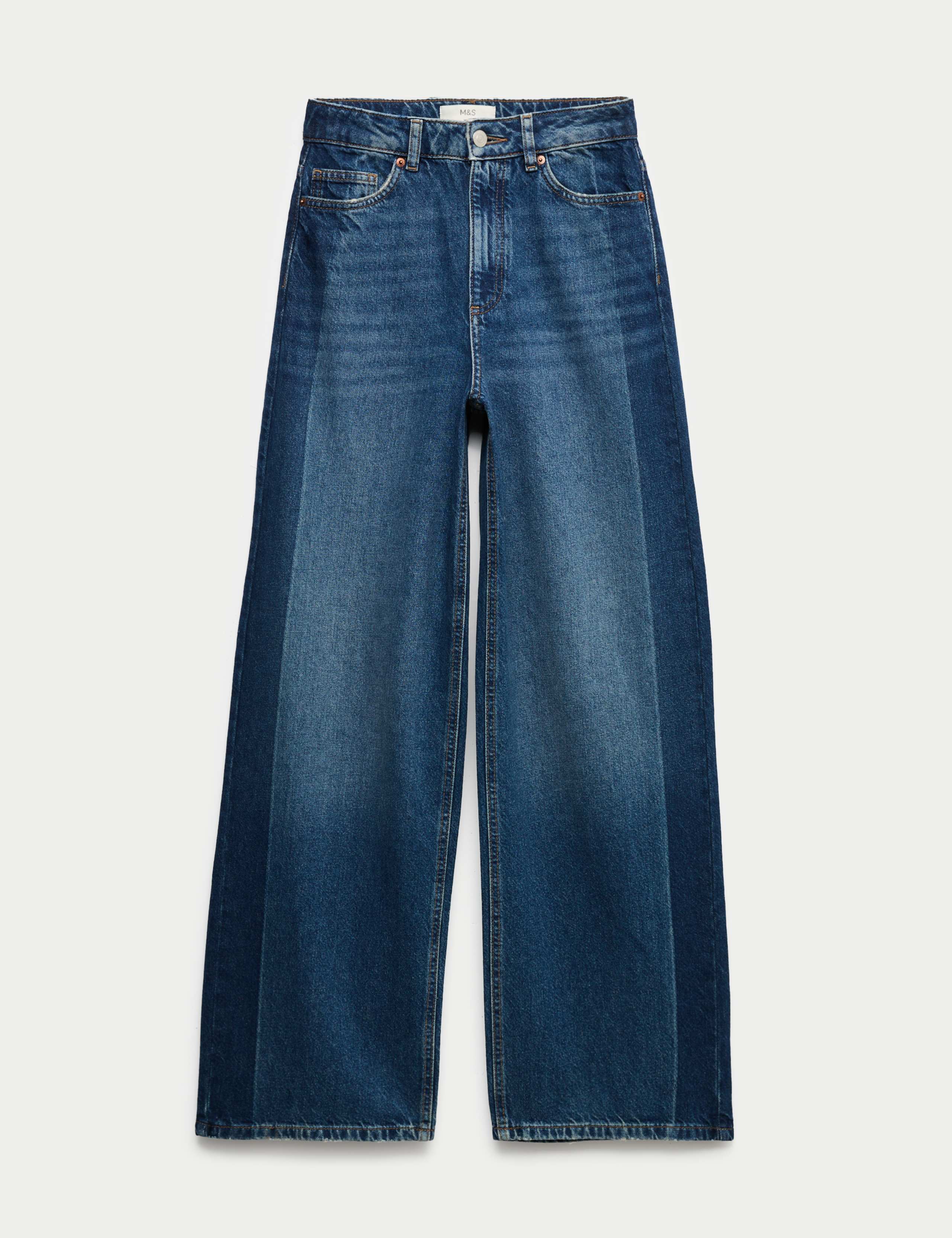 High Waisted Two Tone Wide Leg Jeans 2 of 6