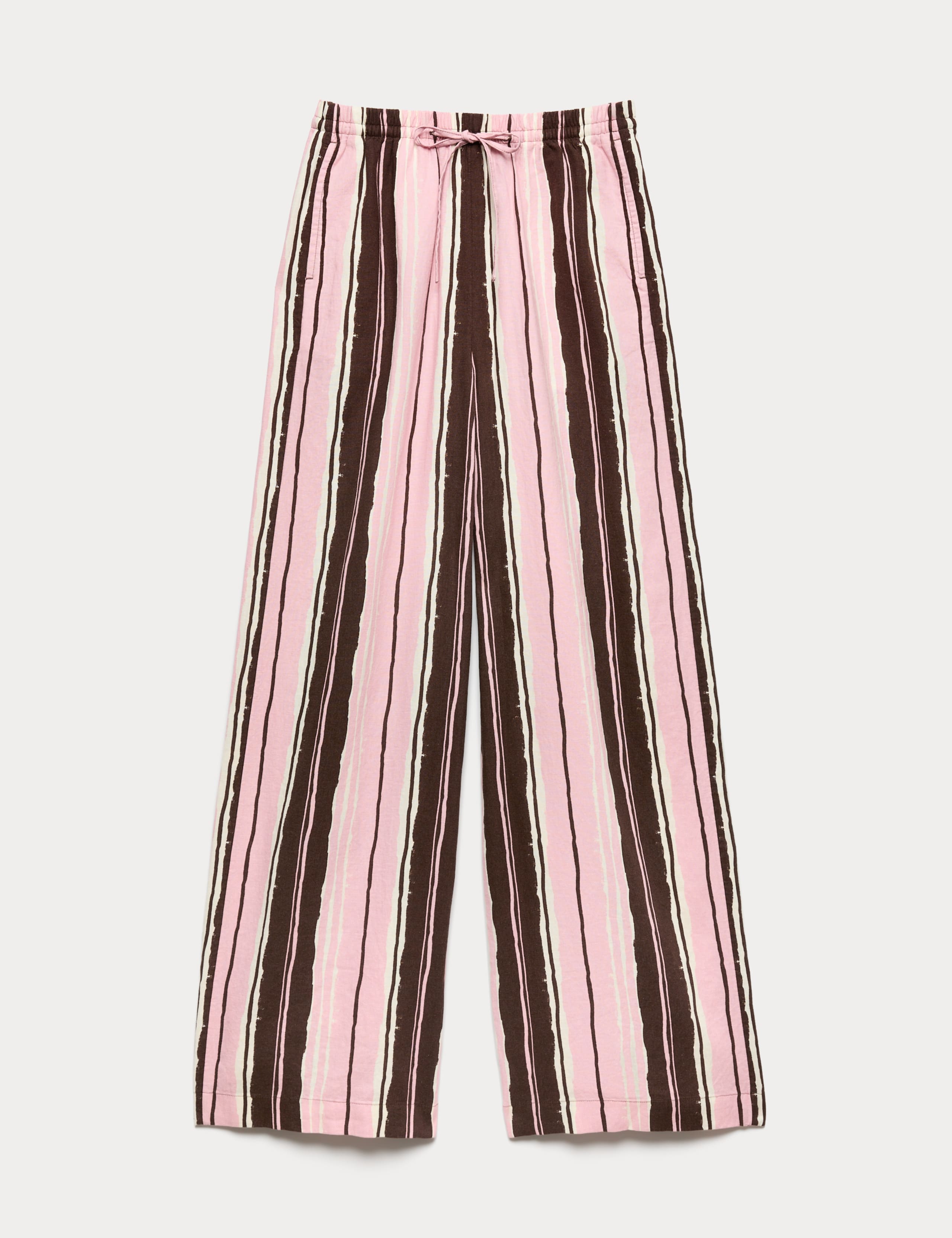 Linen Rich Striped Wide Leg Trousers 2 of 6