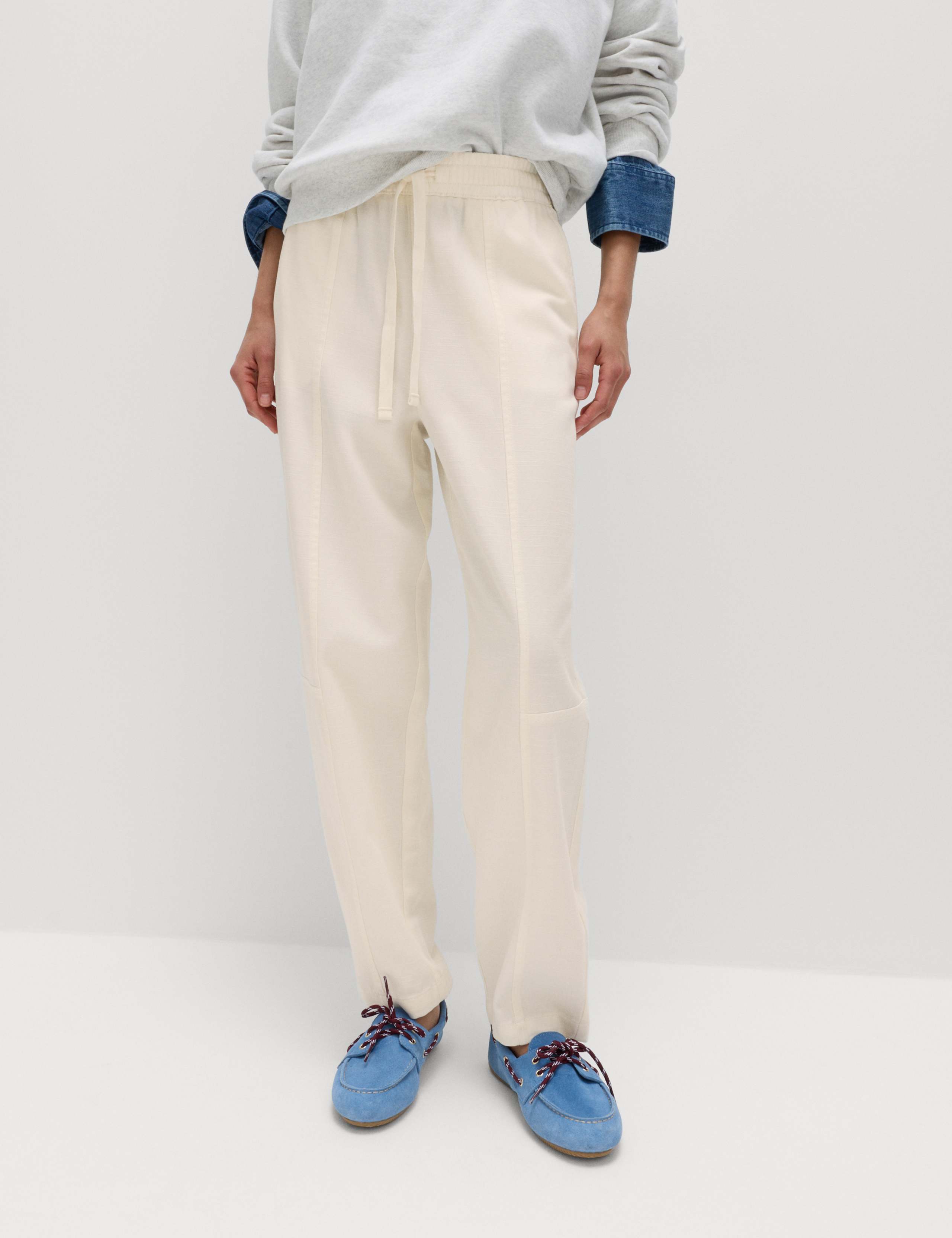 Cotton Blend Pull On Tapered Trousers 1 of 6