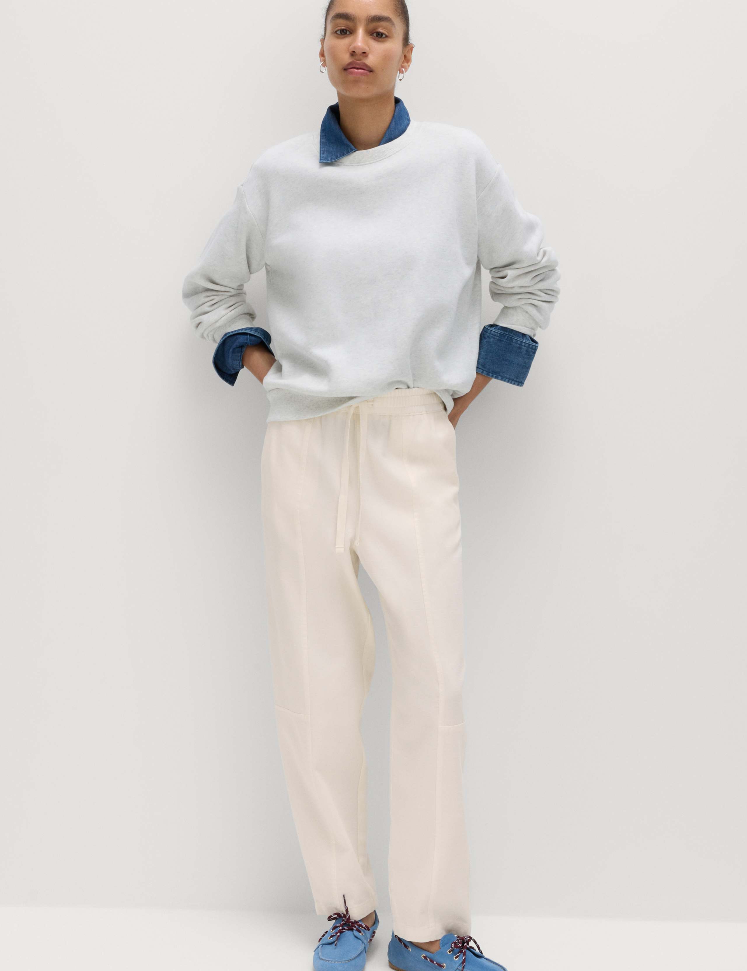 Cotton Blend Pull On Tapered Trousers 3 of 6