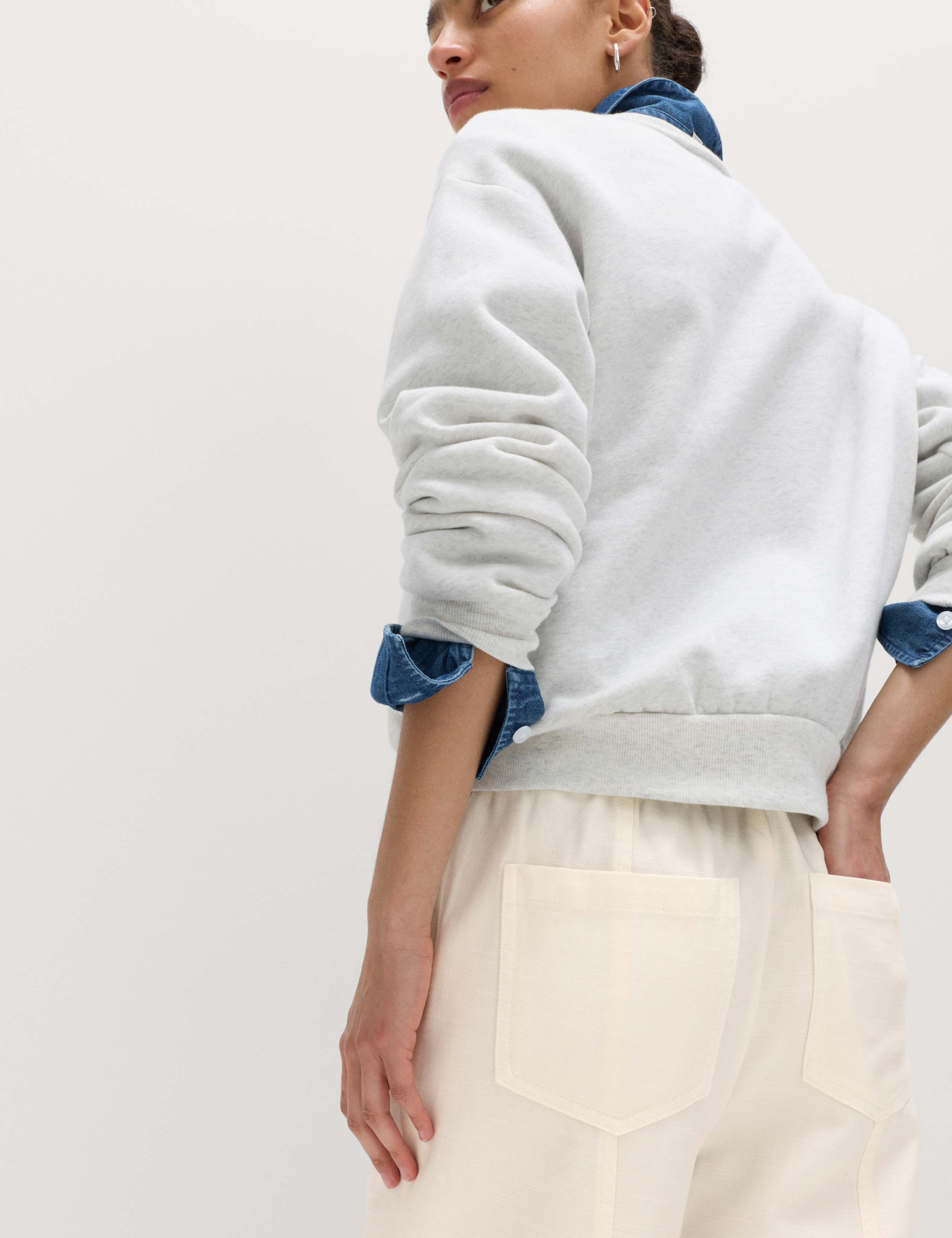 Cotton Blend Pull On Tapered Trousers 5 of 6