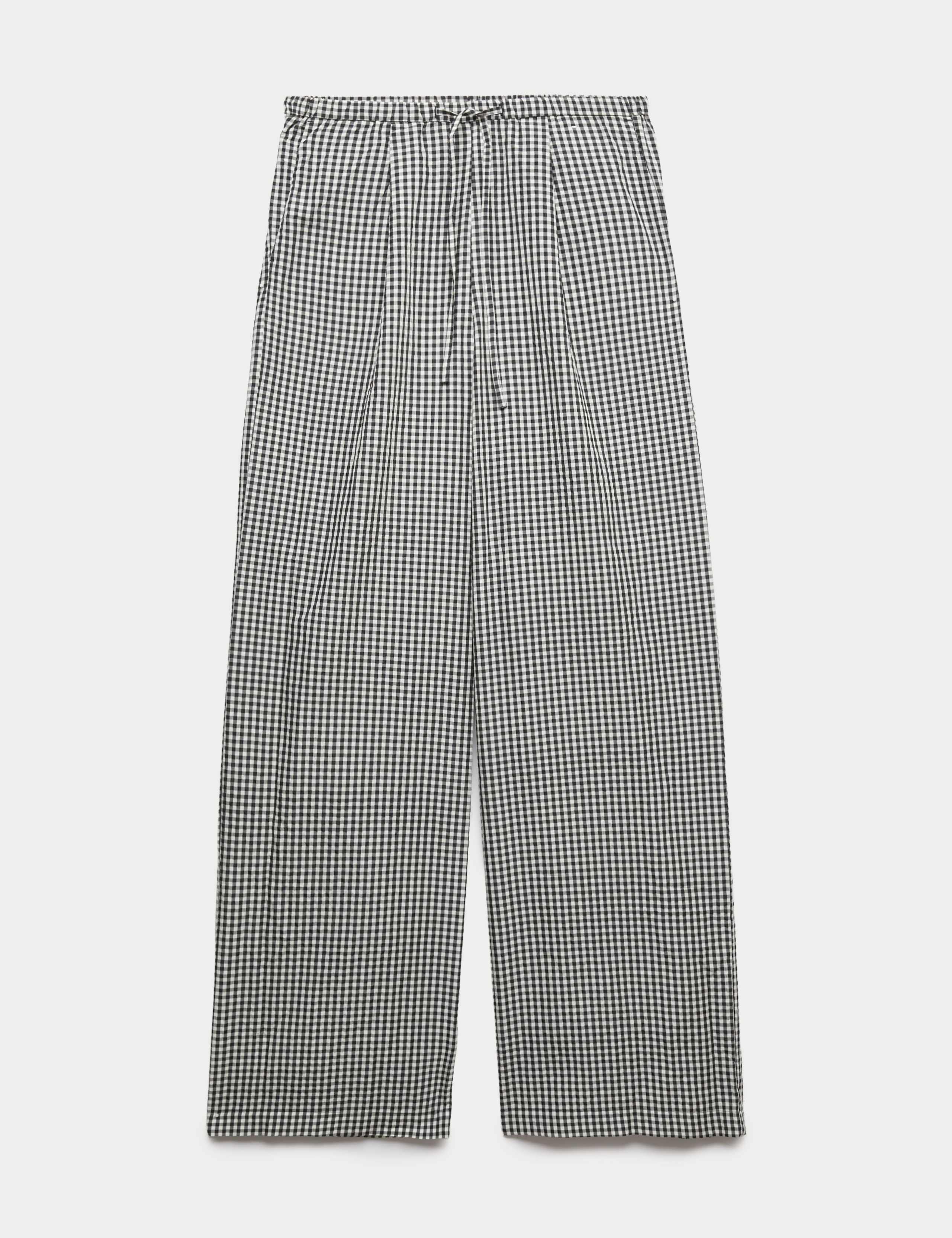 Modal Blend Gingham Wide Leg Trousers 1 of 1