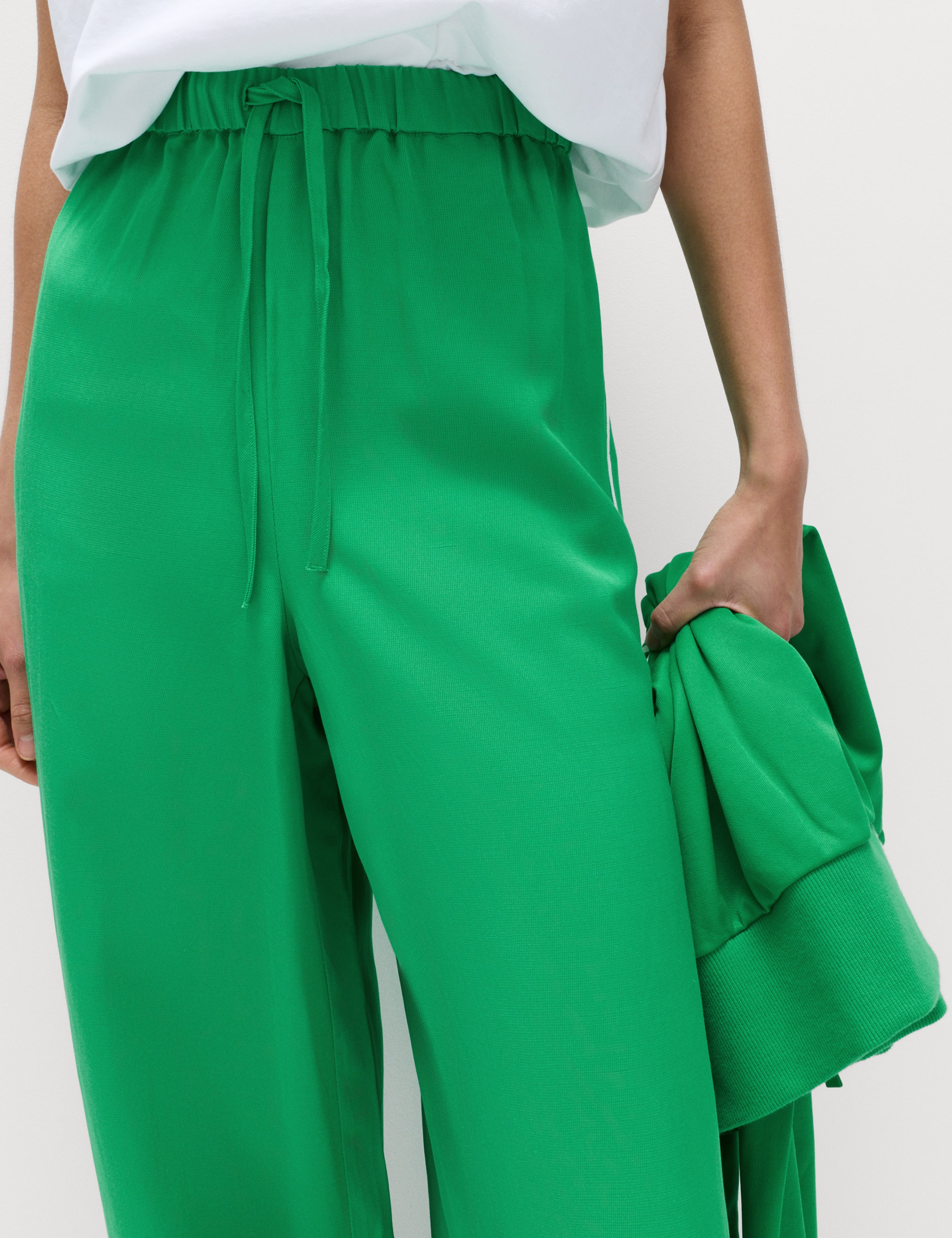 Side Stripe Wide Leg Trousers with Linen 5 of 6