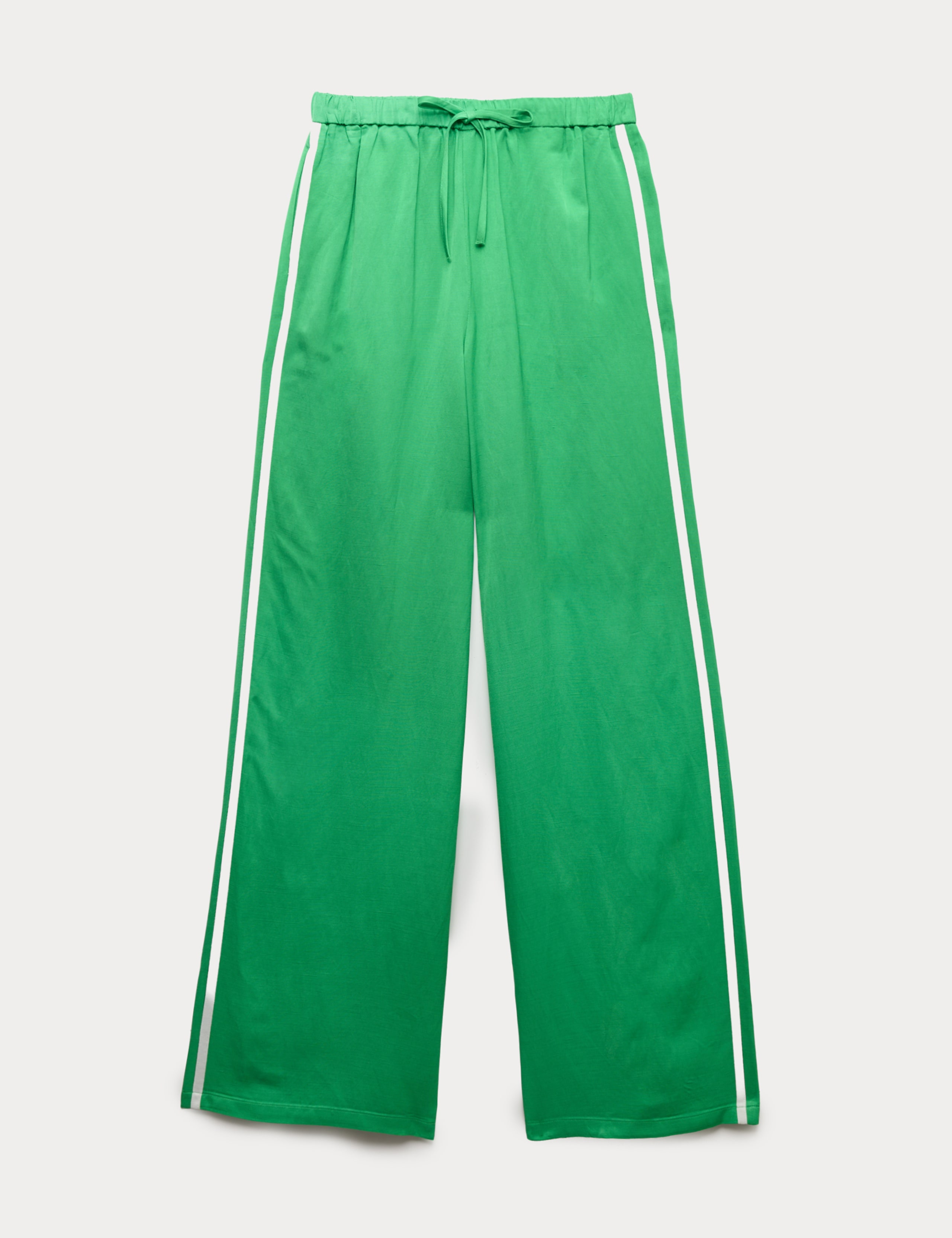 Side Stripe Wide Leg Trousers with Linen 2 of 6