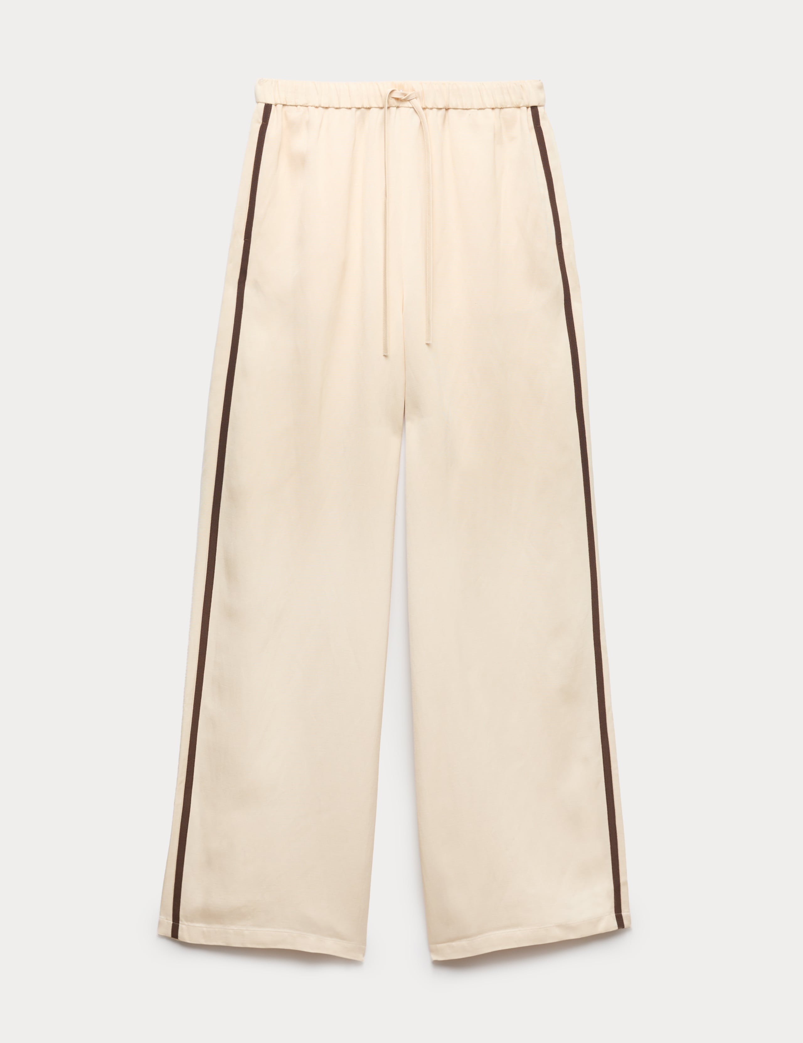 Side Stripe Wide Leg Trousers with Linen 2 of 5