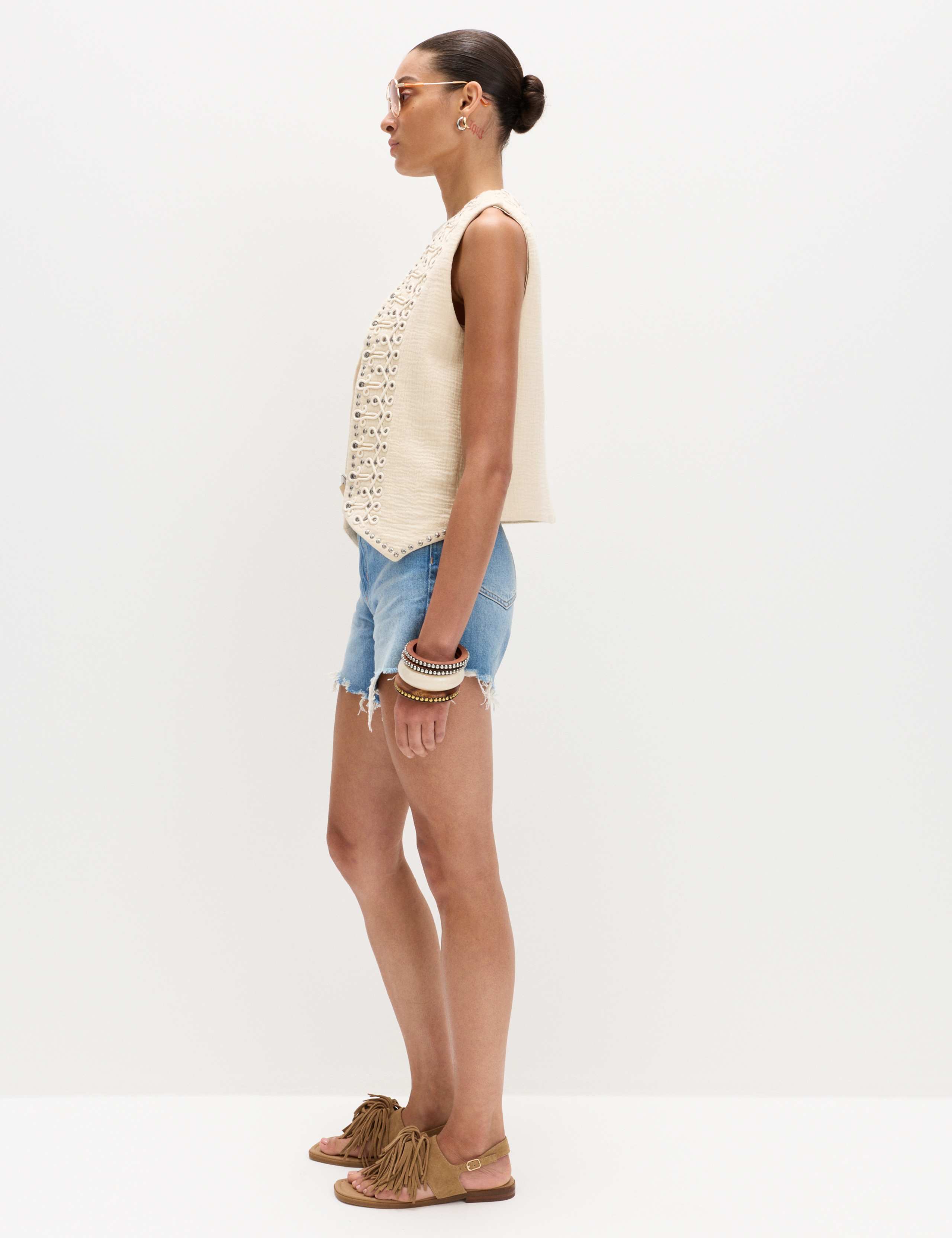 High Waisted Raw Hem Denim Shorts 5 of 6