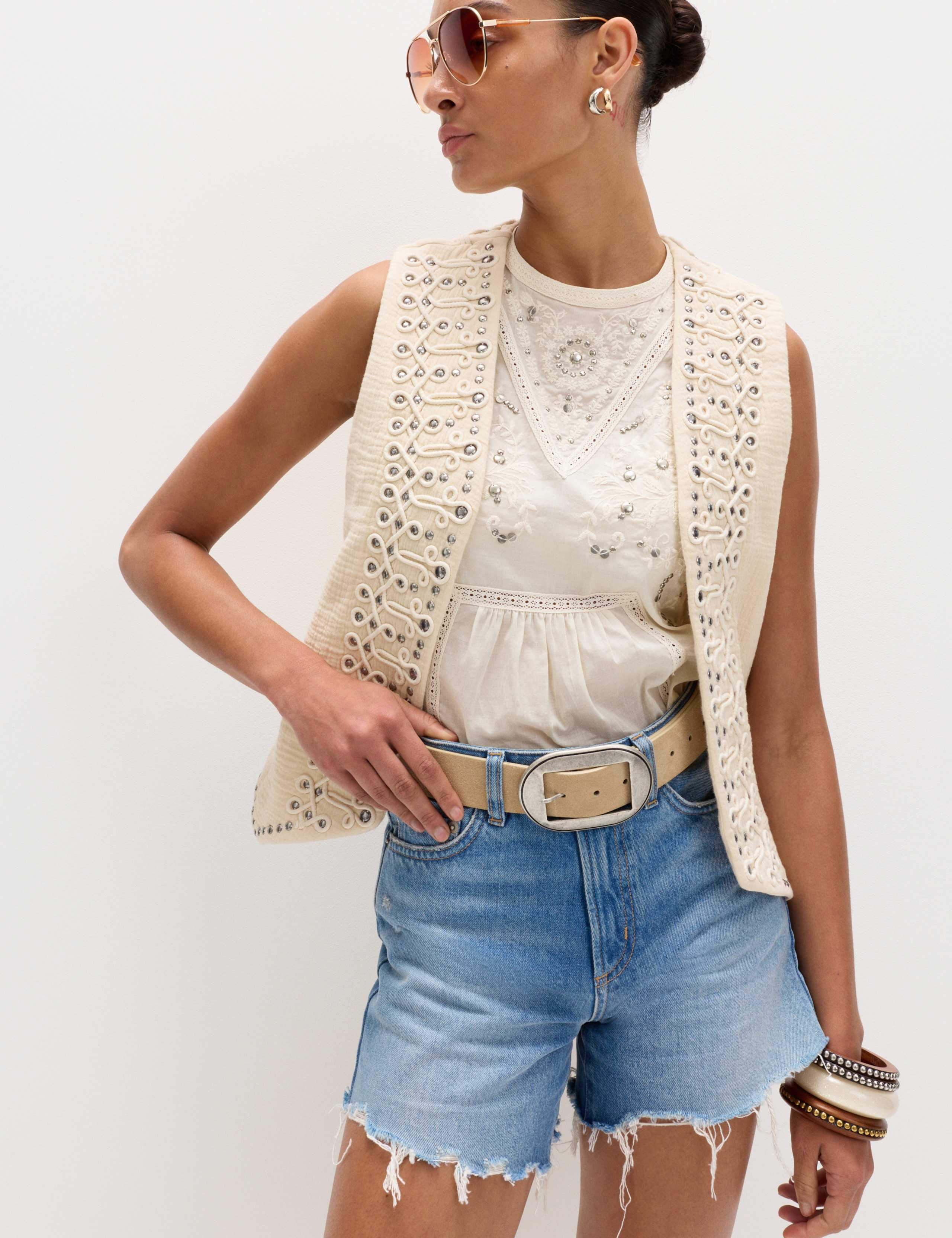 High Waisted Raw Hem Denim Shorts 6 of 6