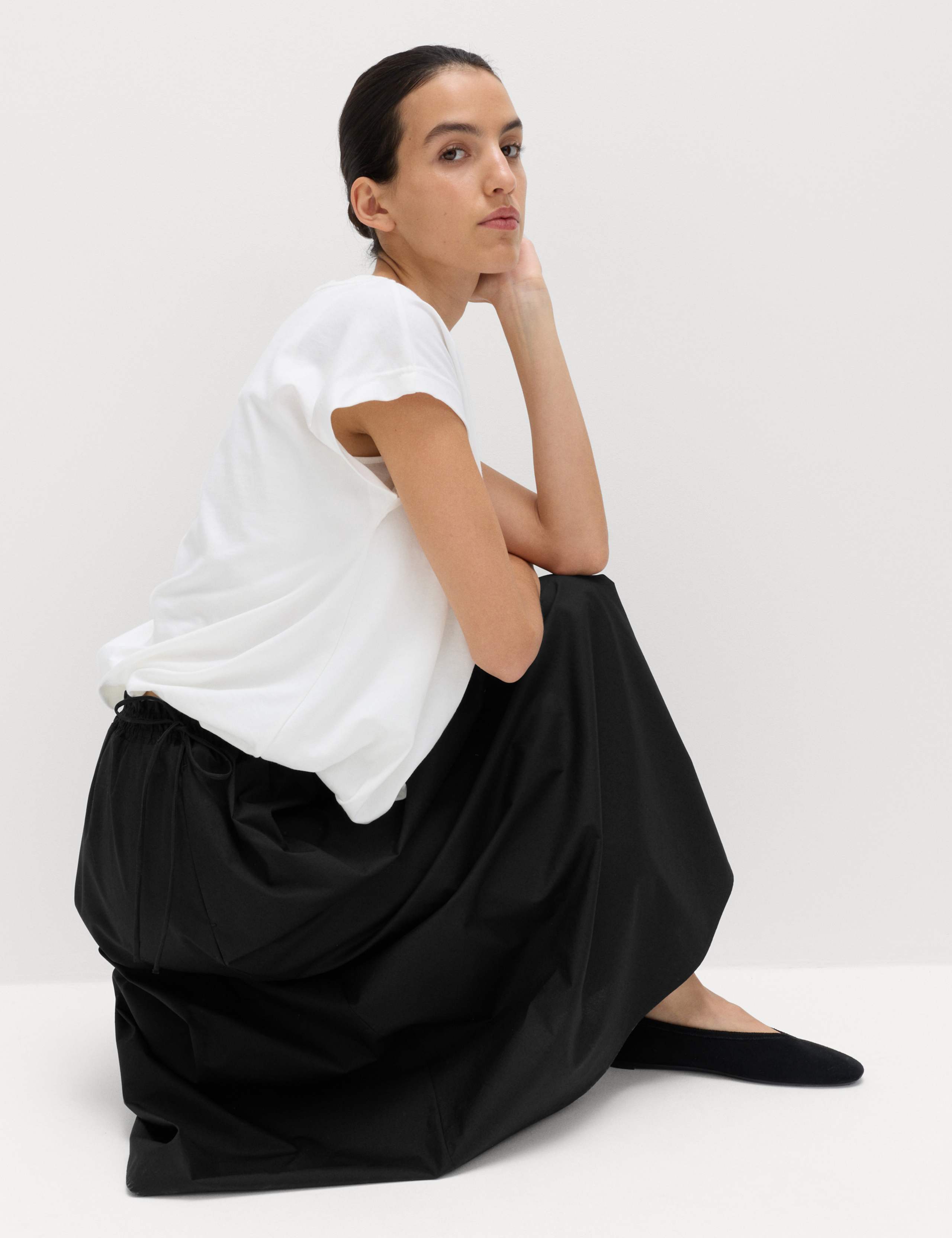 Pure Cotton Poplin Tie Side Midi Skirt 6 of 6