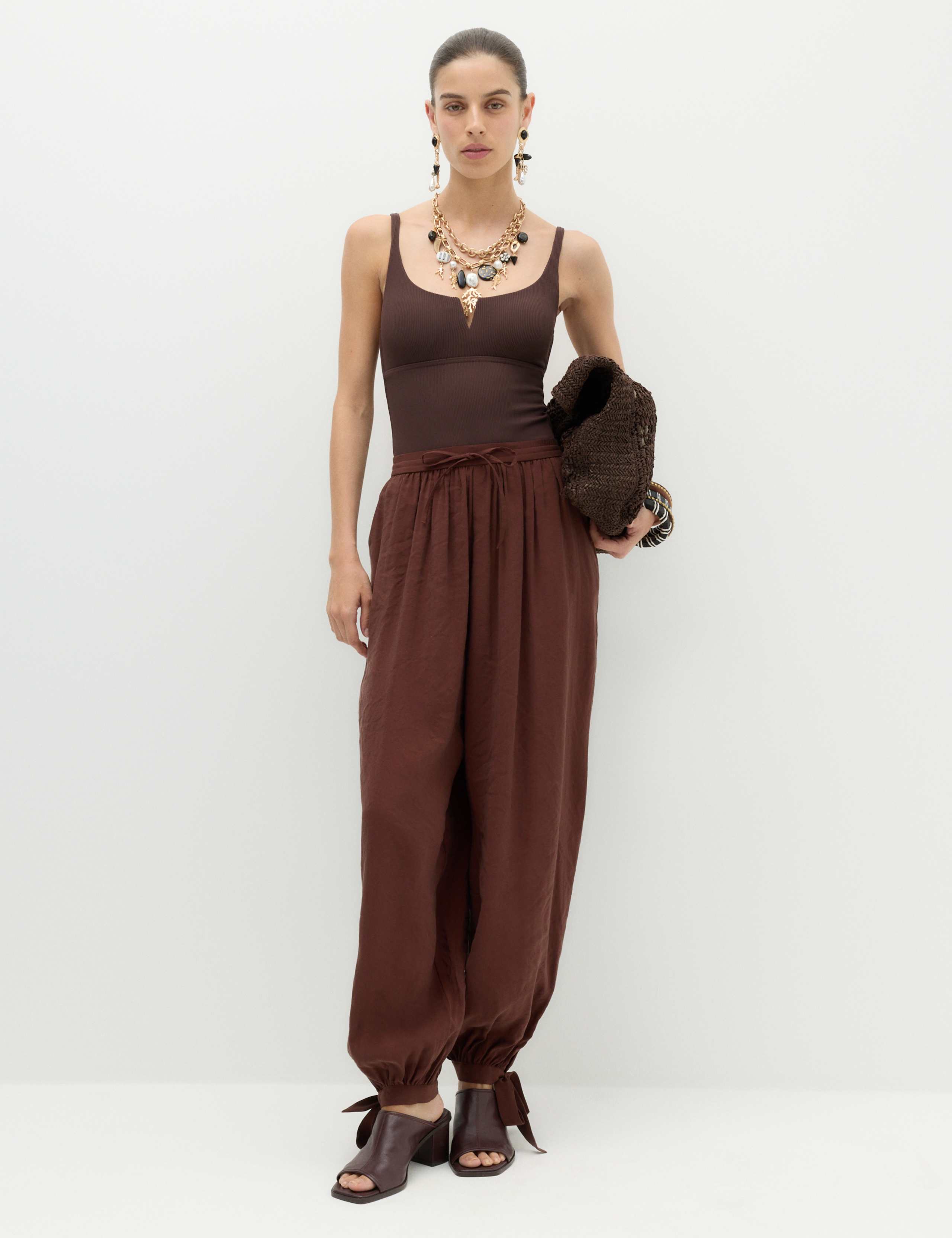 Tie Hem Drawstring Balloon Trousers 1 of 7