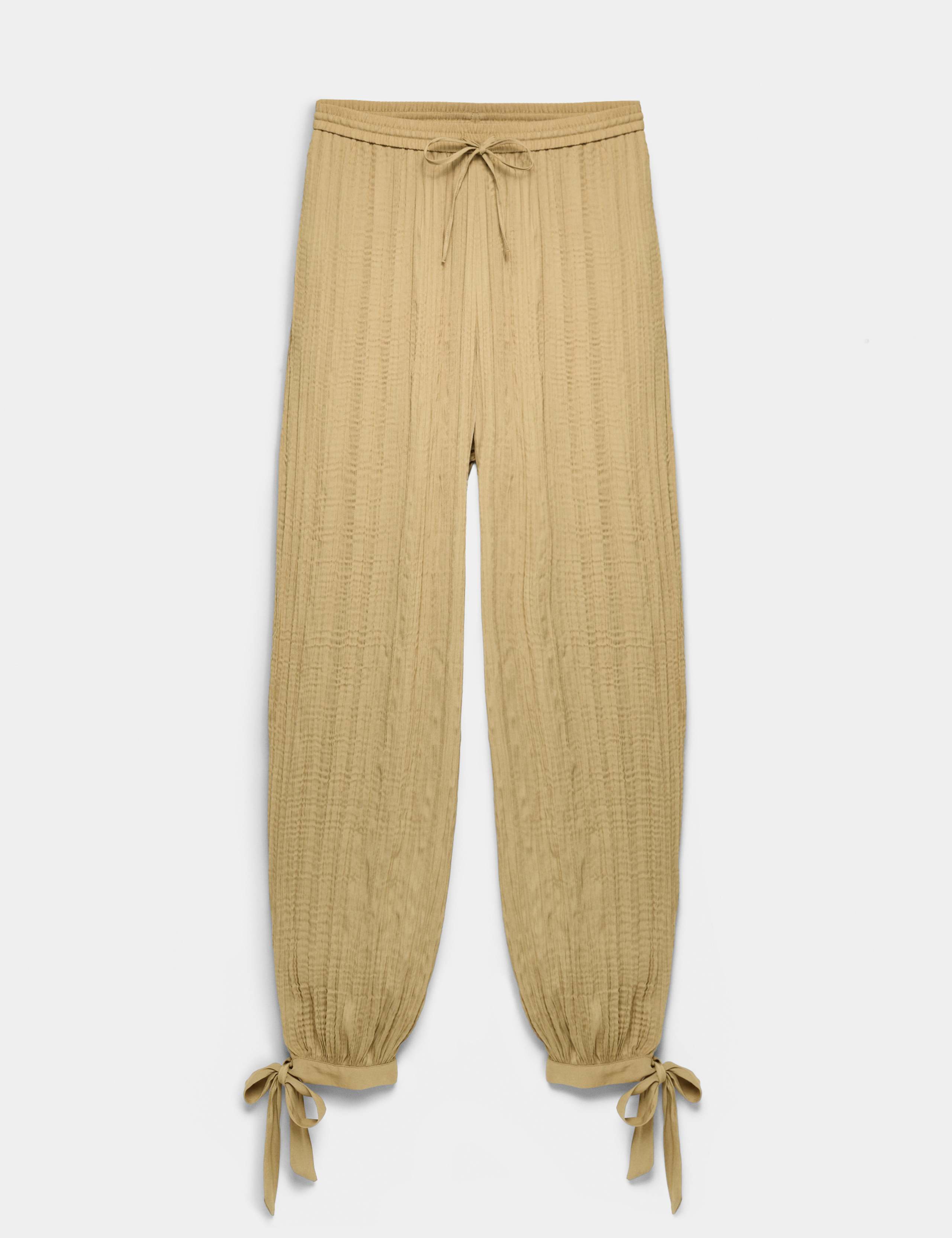 Tie Hem Crinkle Drawstring Balloon Trousers 2 of 7