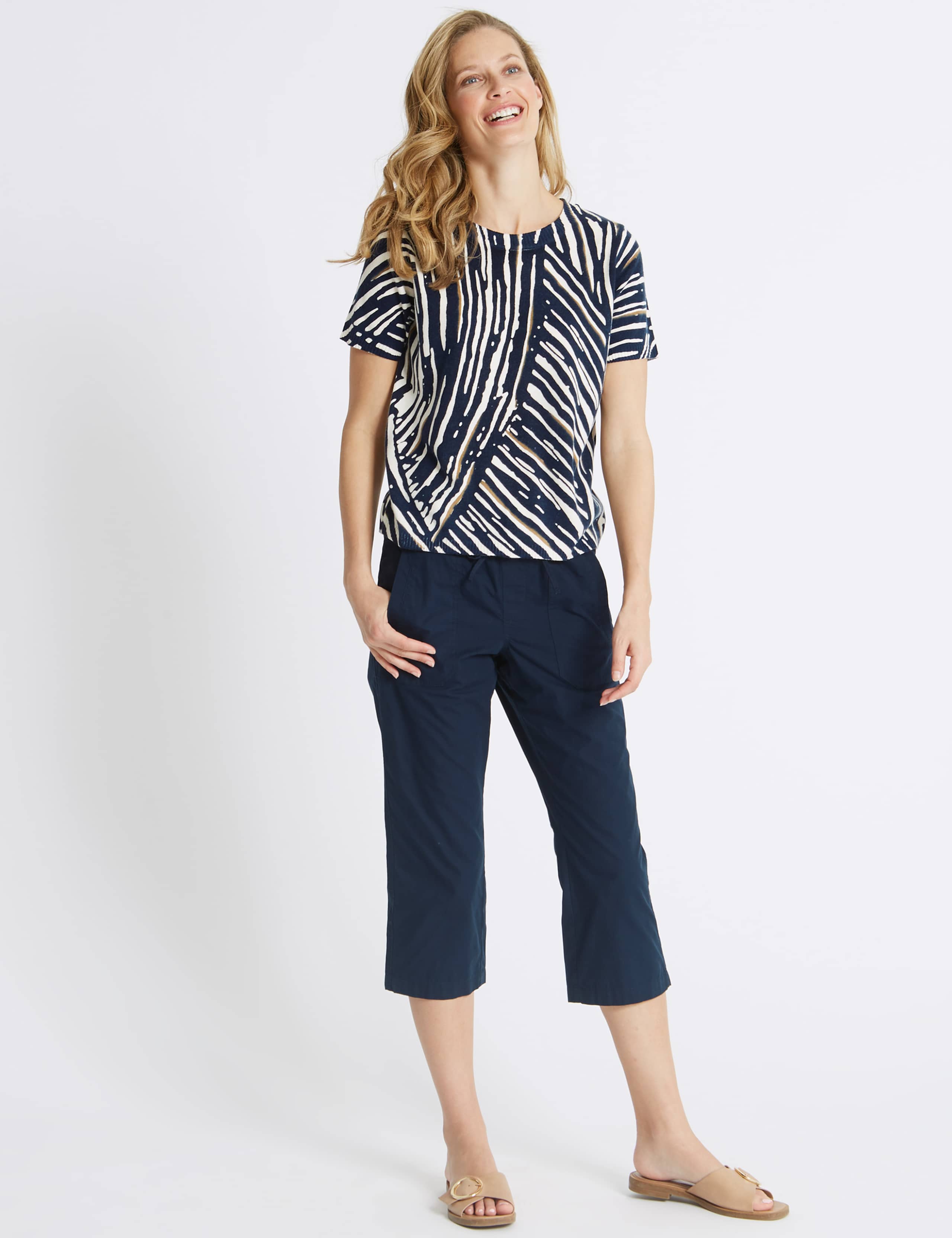 Pure Cotton Cropped Trousers 3 of 6