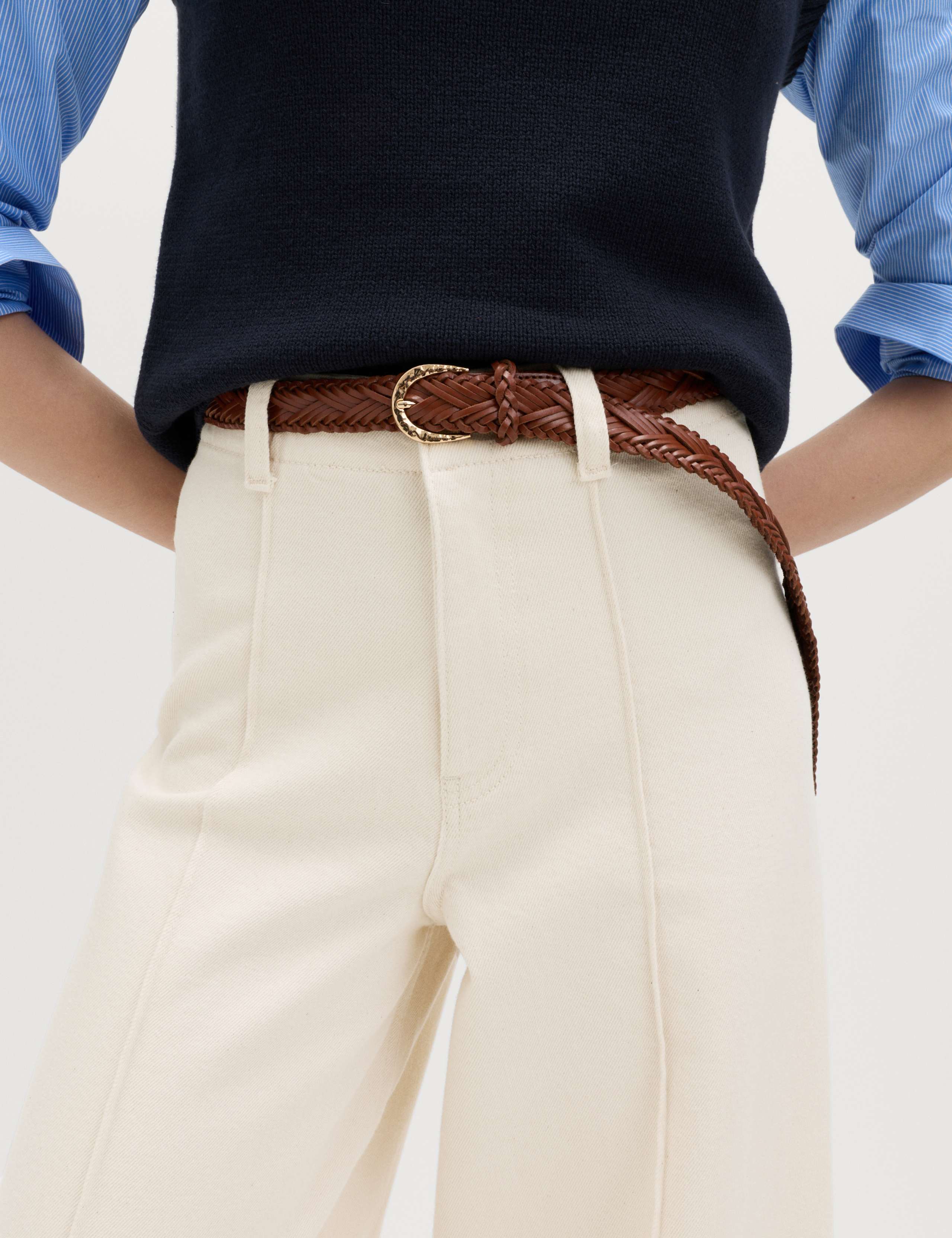 Pintuck Wide Leg Ankle Grazer Jeans 4 of 6