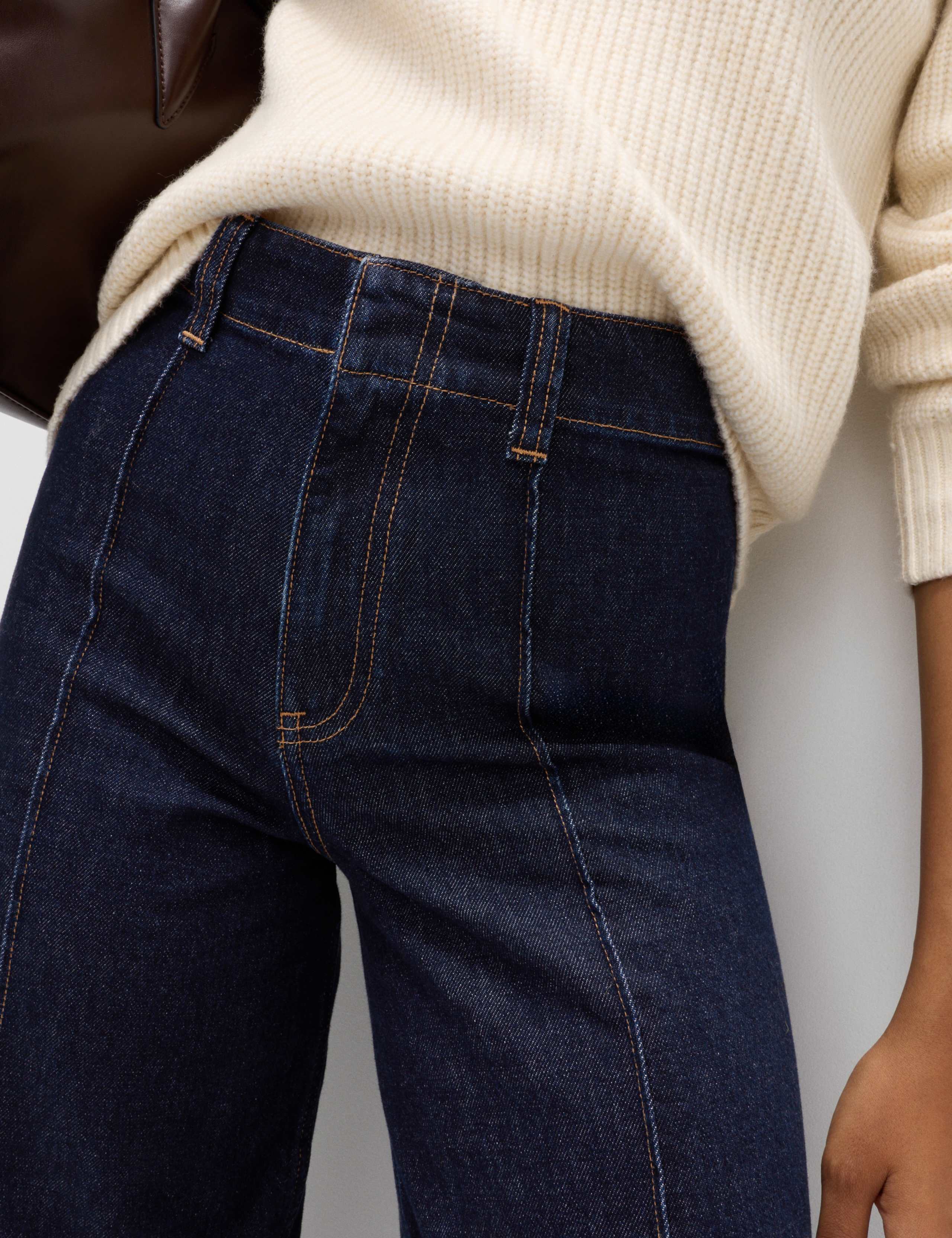 Cotton Rich Denim Pintuck Wide Leg Jeans 4 of 5
