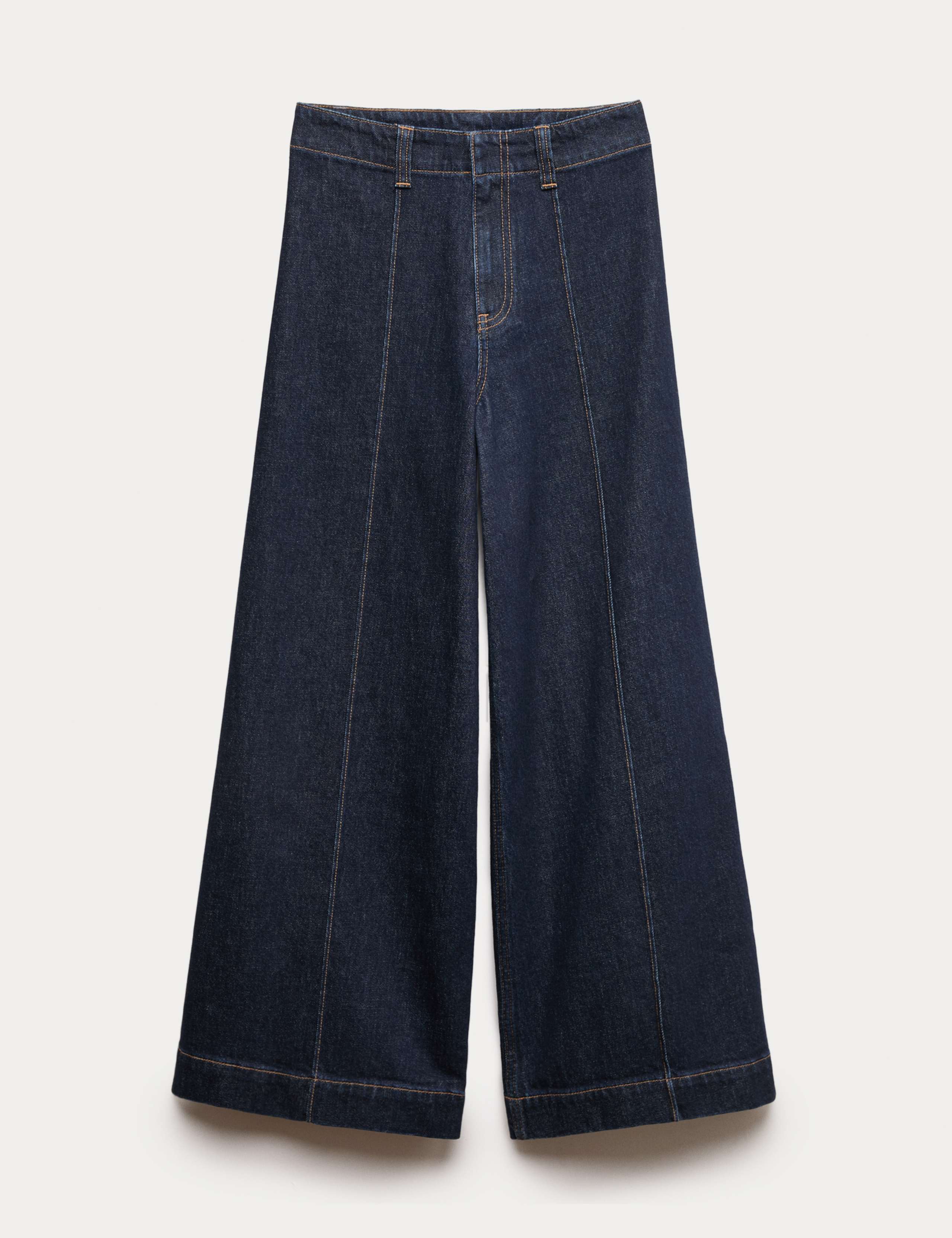 Cotton Rich Denim Pintuck Wide Leg Jeans 2 of 5
