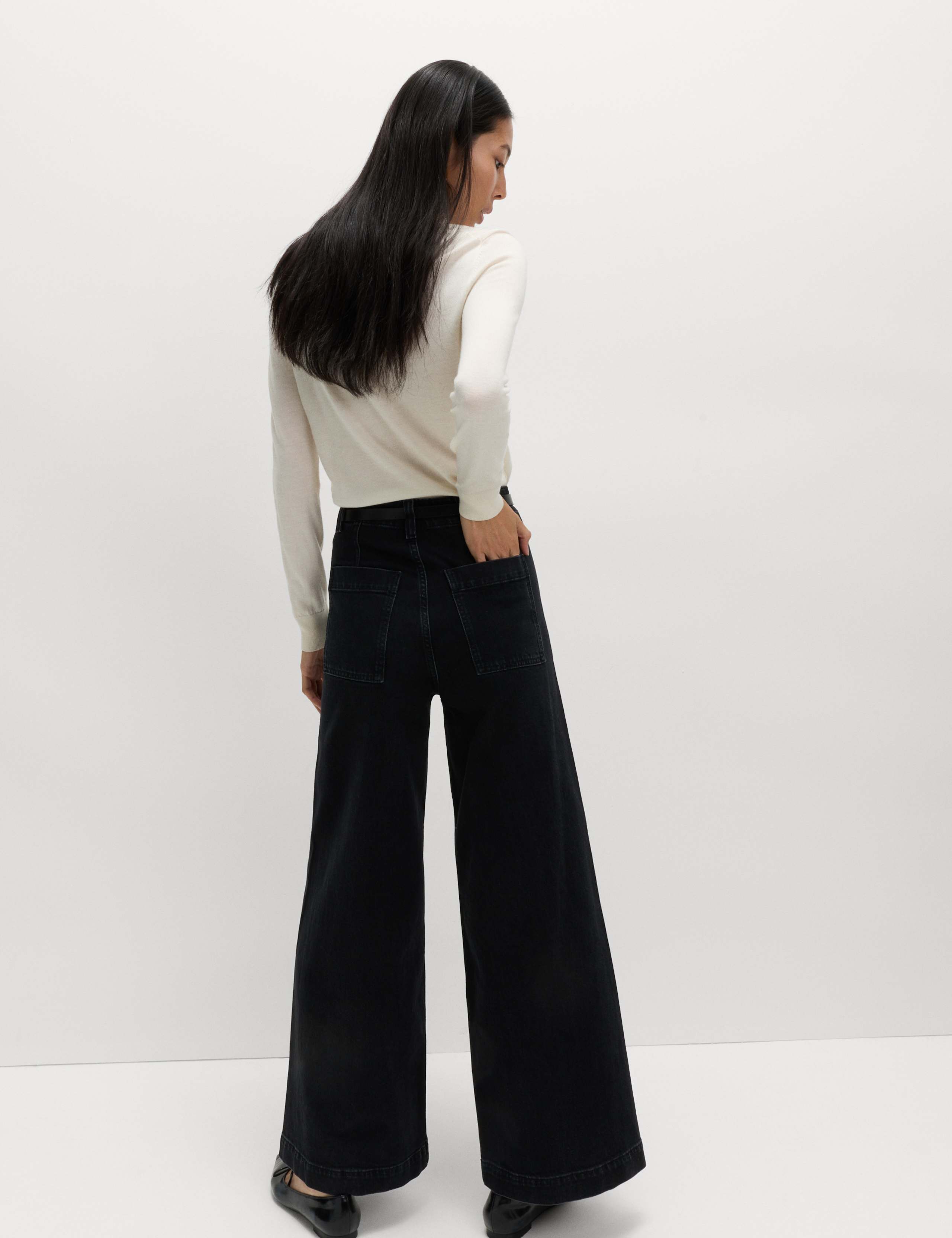 Pintuck Wide Leg Ankle Grazer Jeans 1 of 7