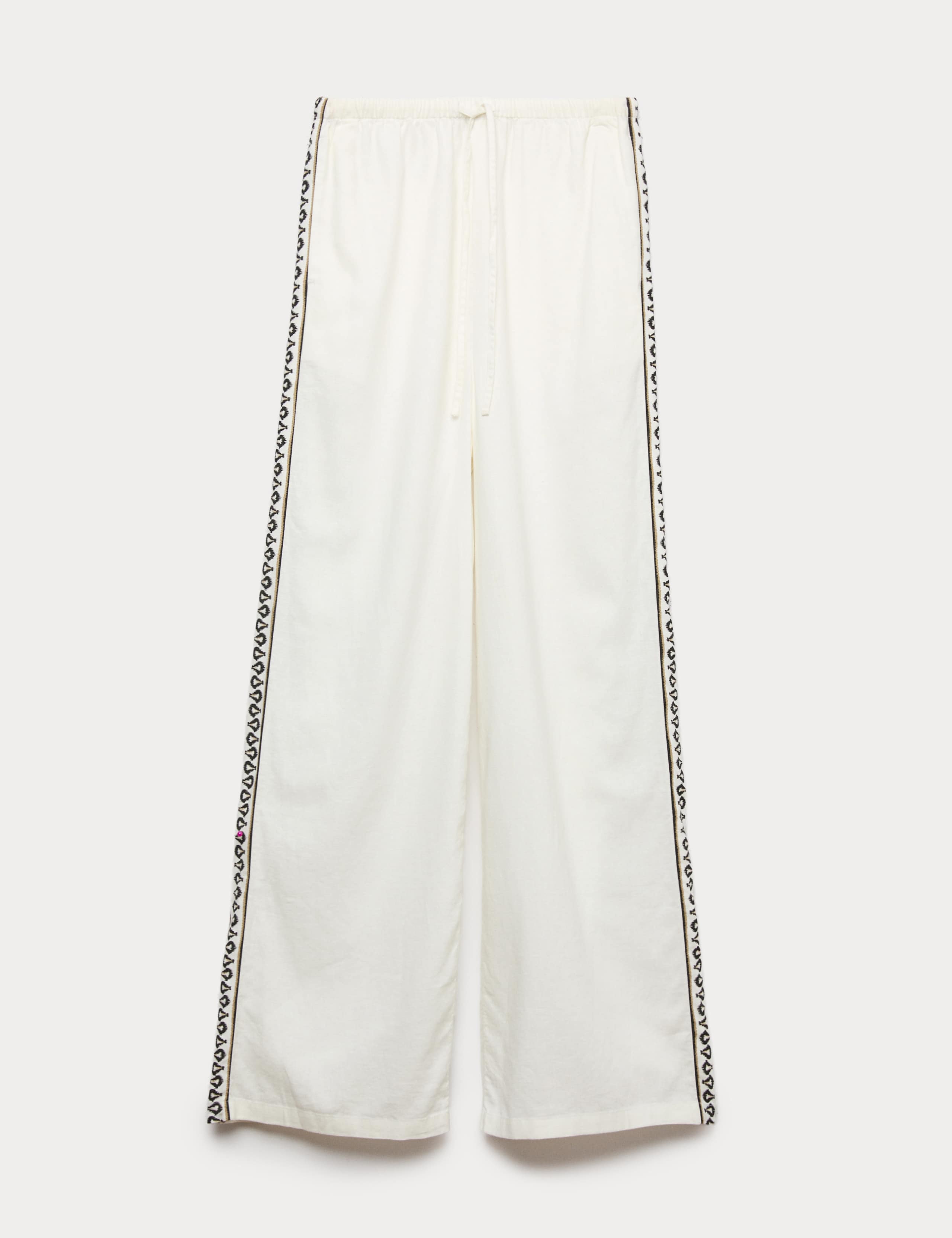 Linen Rich Side Detail Wide Leg Trousers 2 of 5