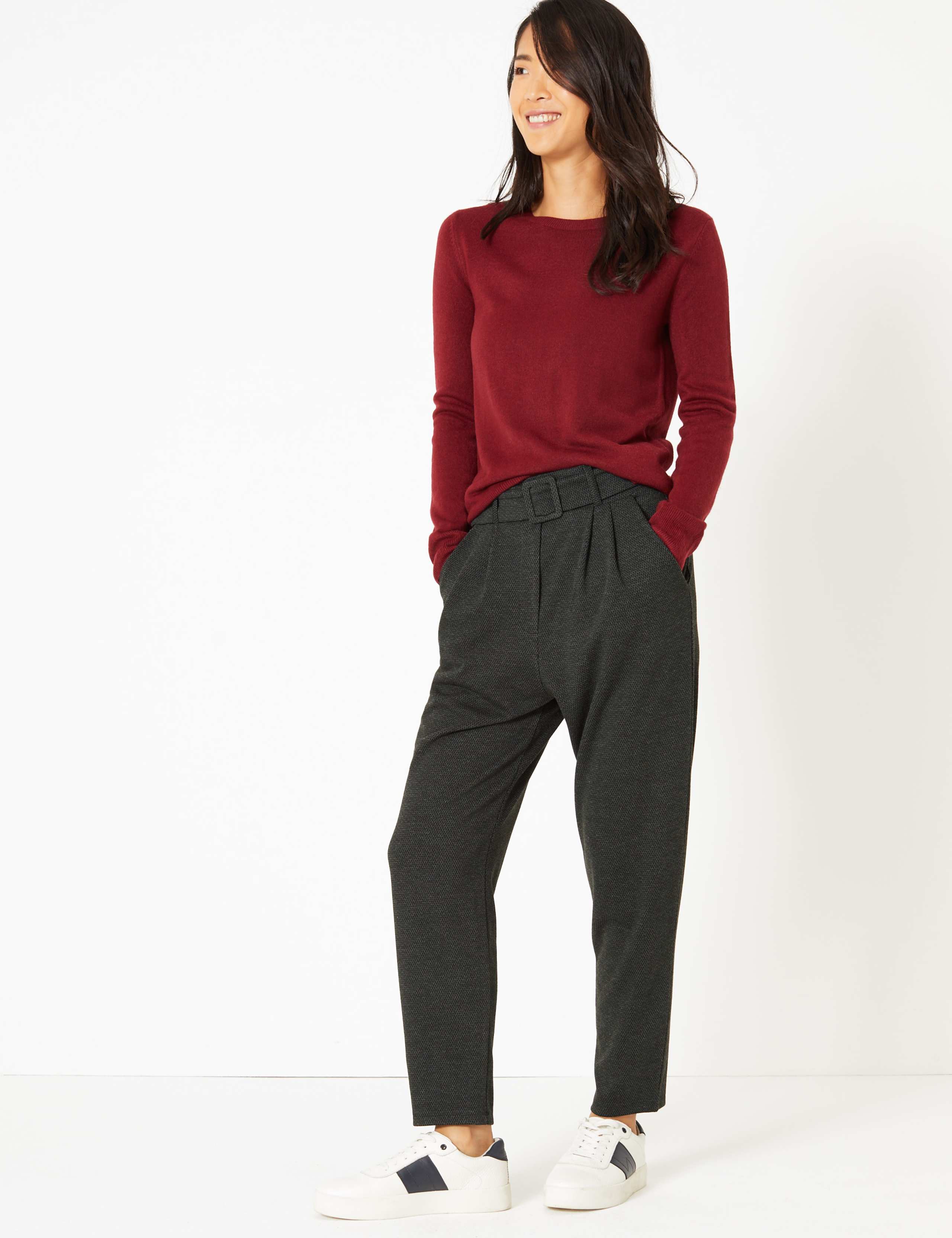 Belted Tapered Leg Trousers 1 of 4