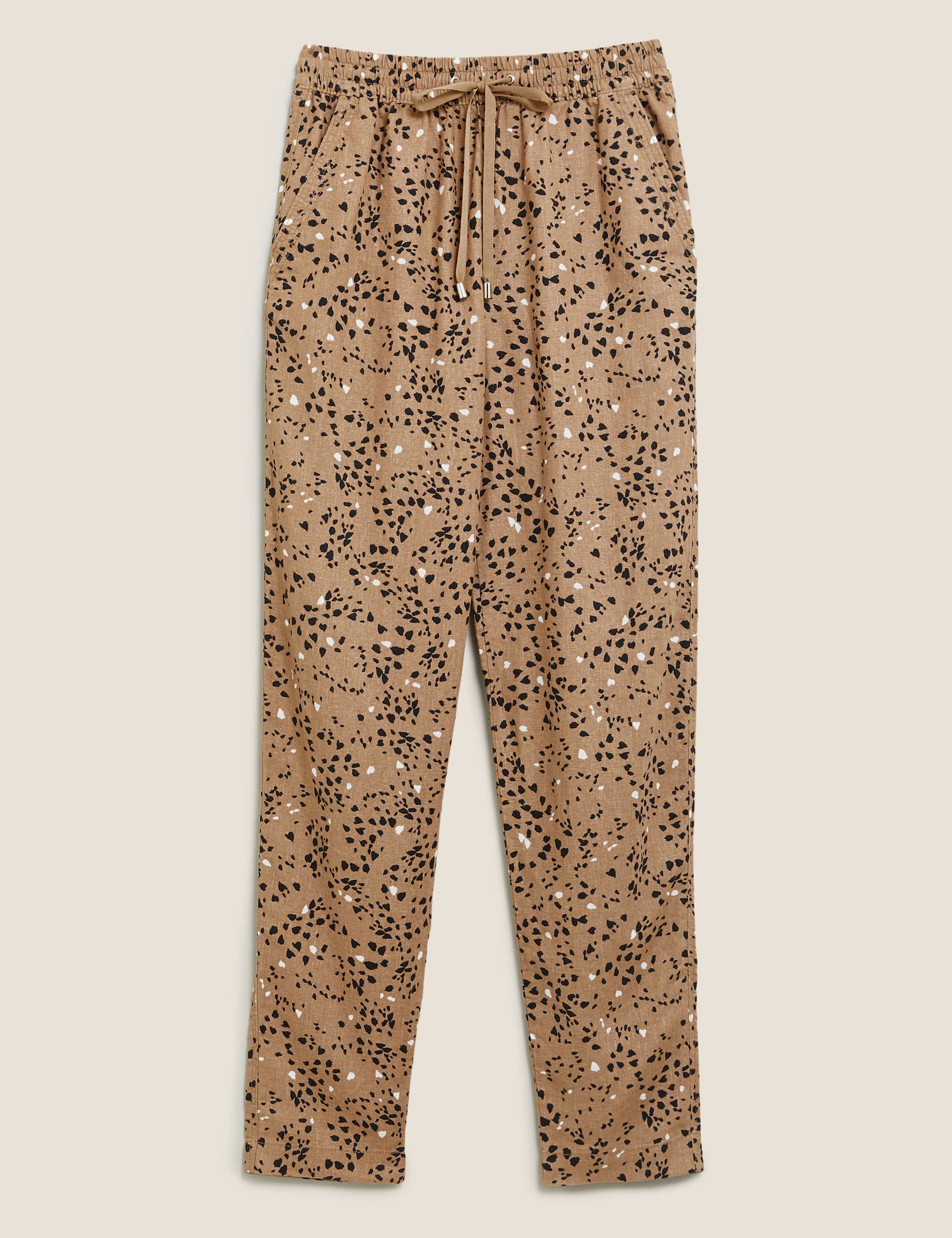 Linen Animal Print Tapered Trousers 2 of 6