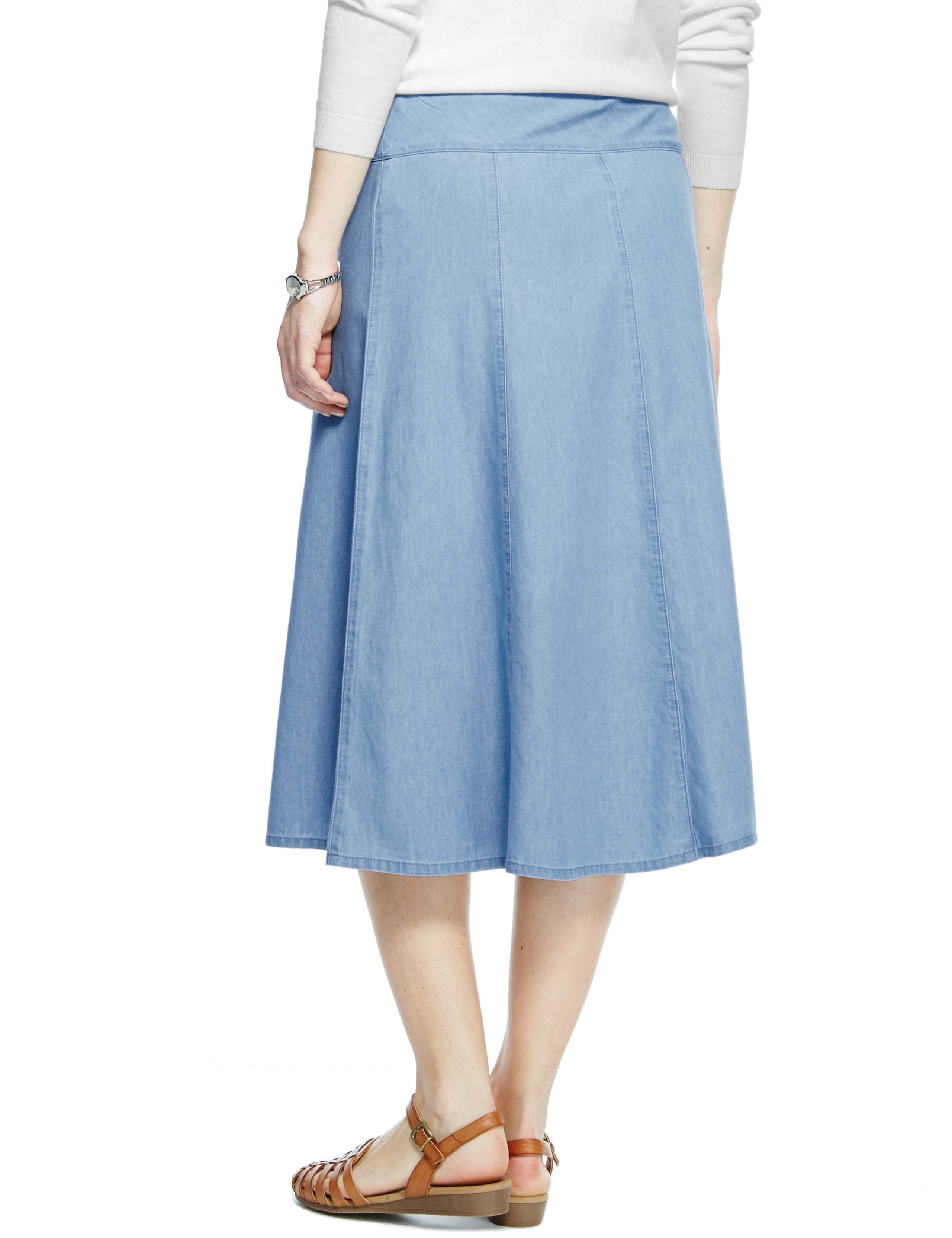 Denim Chambray A-Line Skirt 4 of 4