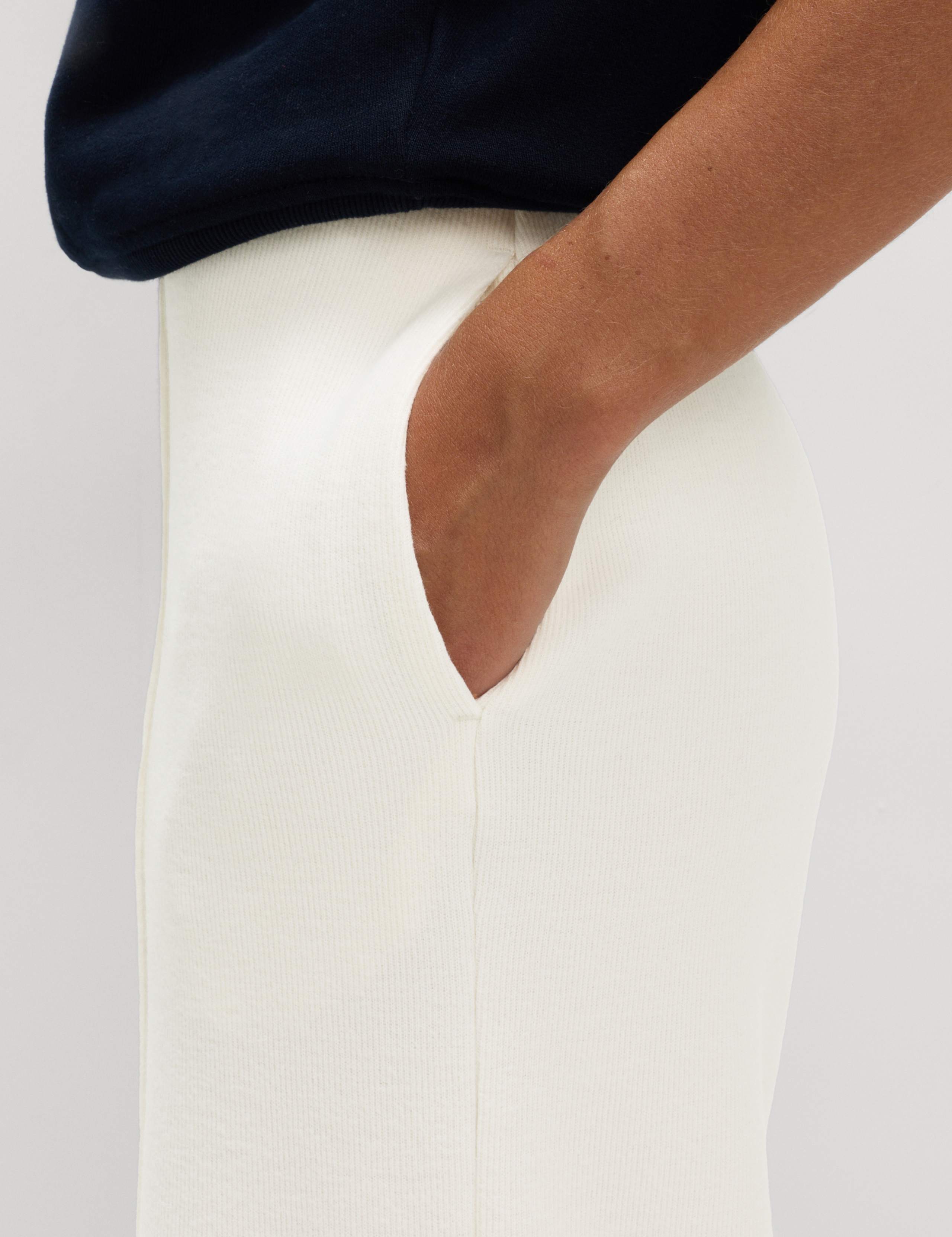 Cotton Blend Cosy Rib Pintuck Wide Leg Trousers 4 of 6