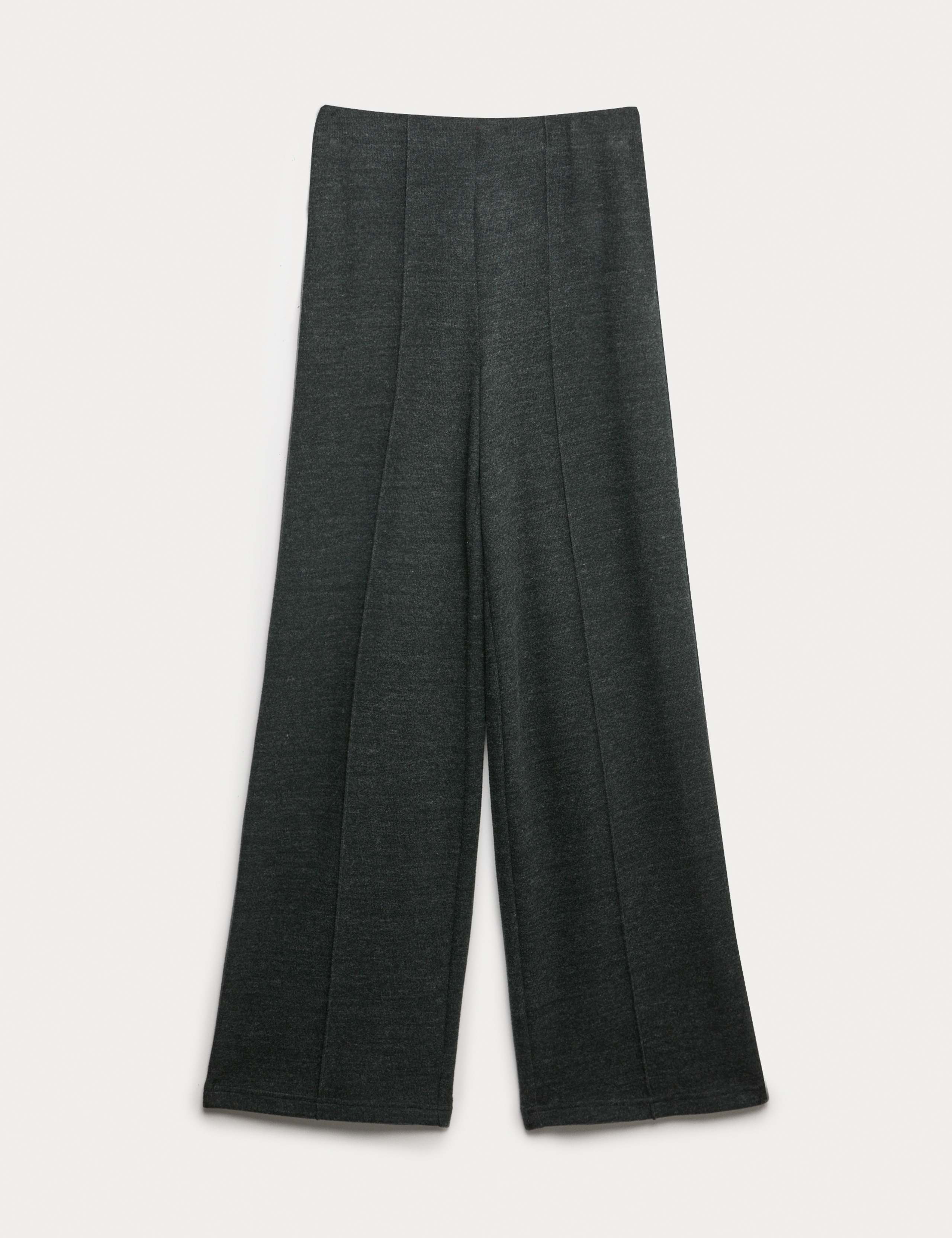 Cotton Blend Cosy Rib Pintuck Wide Leg Trousers 2 of 5