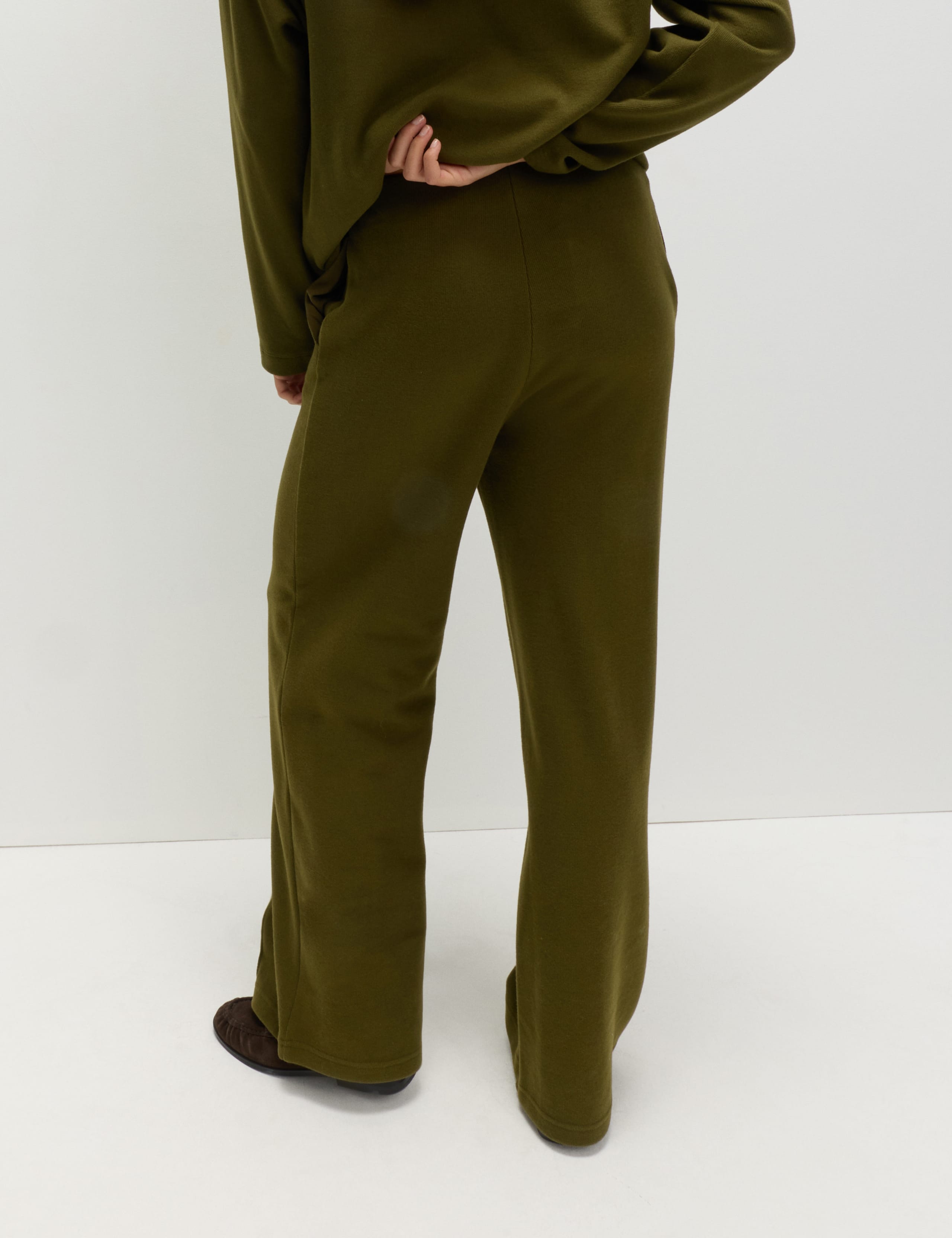 Cotton Blend Cosy Rib Pintuck Wide Leg Trousers 6 of 6
