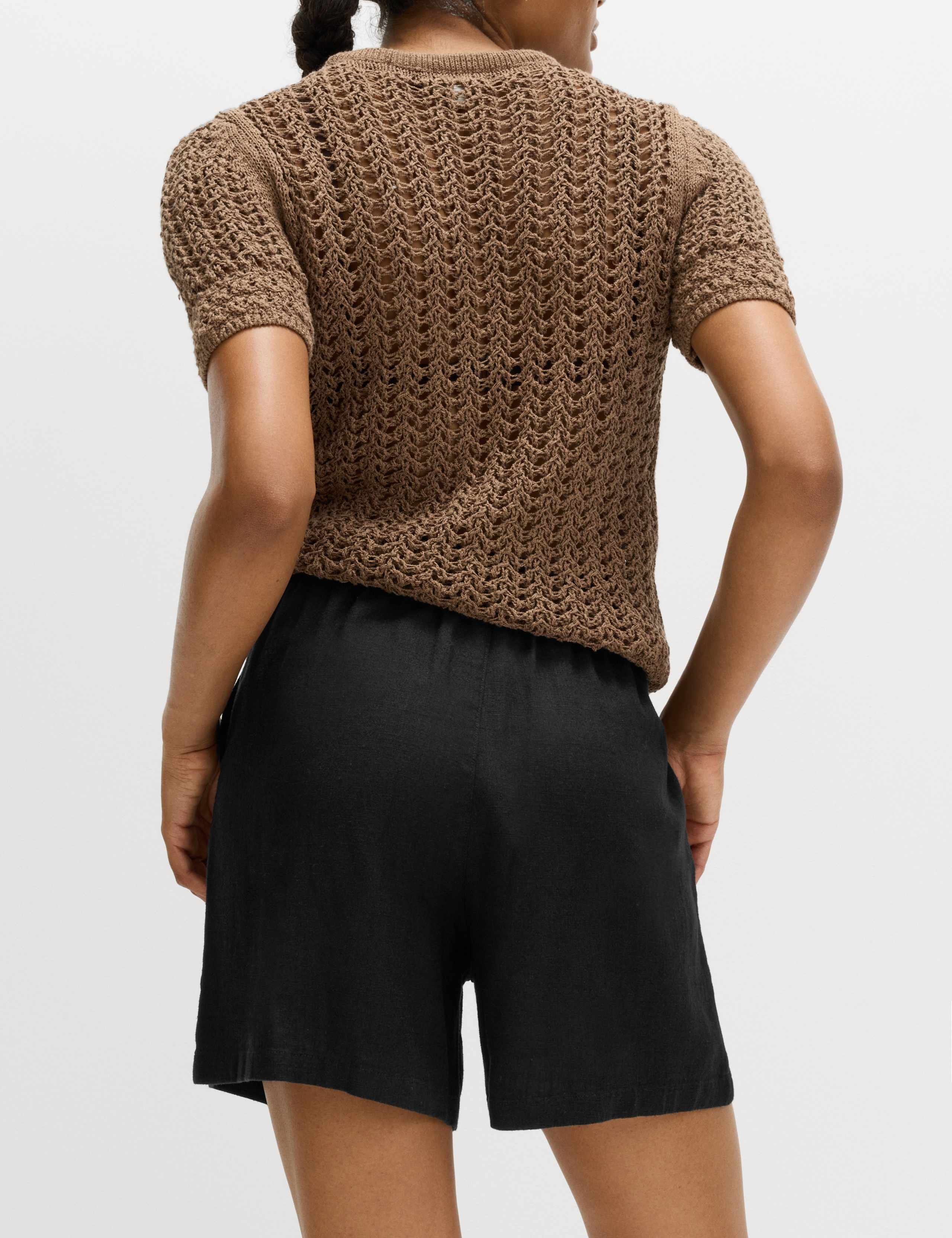 Pull On High Waisted Shorts with Linen 4 of 6