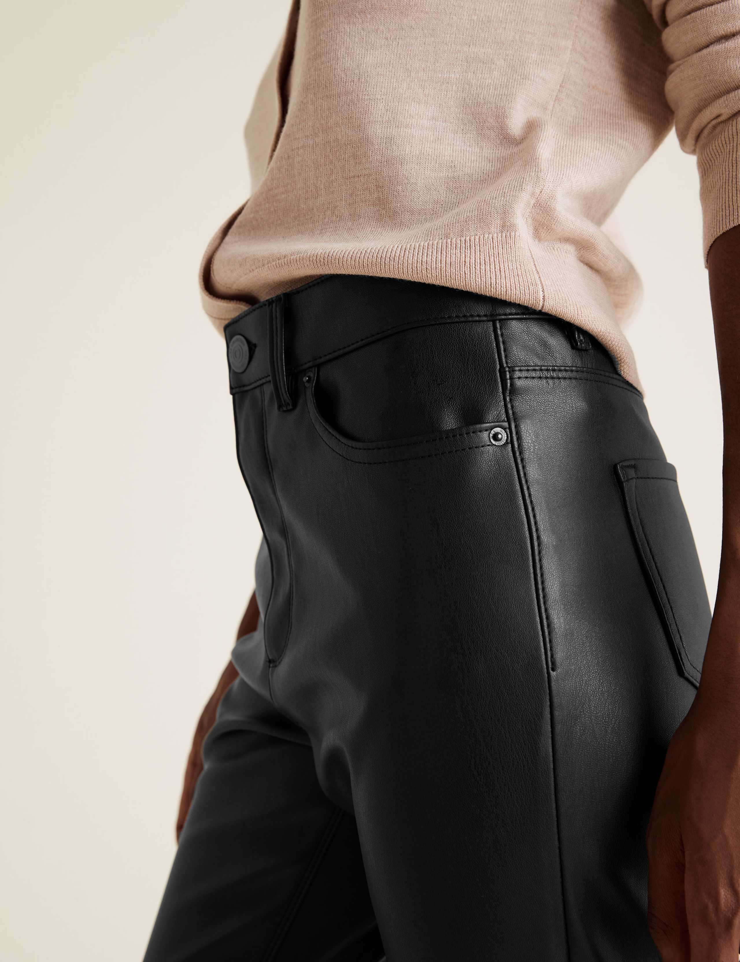 Leather Look High Waisted Slim Fit Jeans 3 of 5