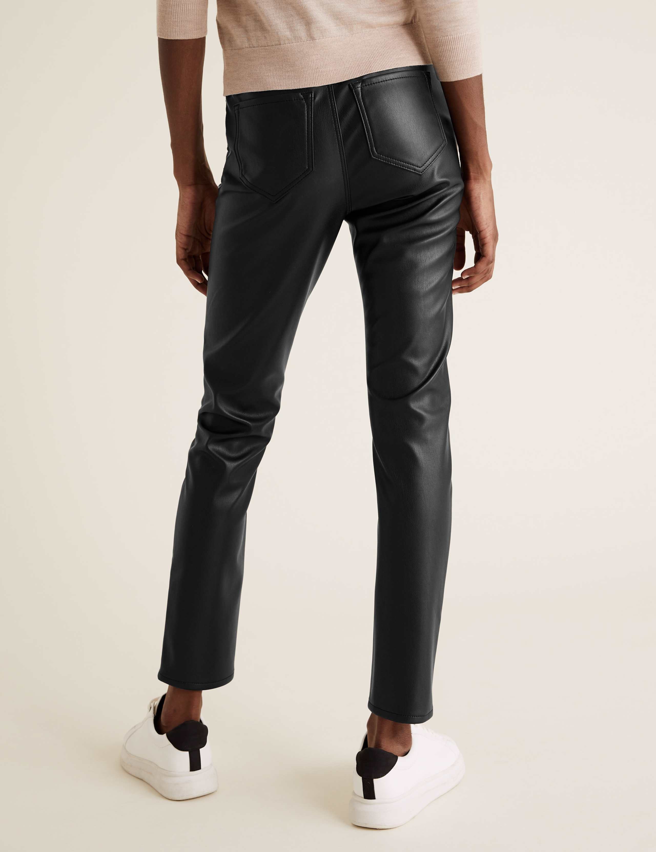 Leather Look High Waisted Slim Fit Jeans 5 of 5
