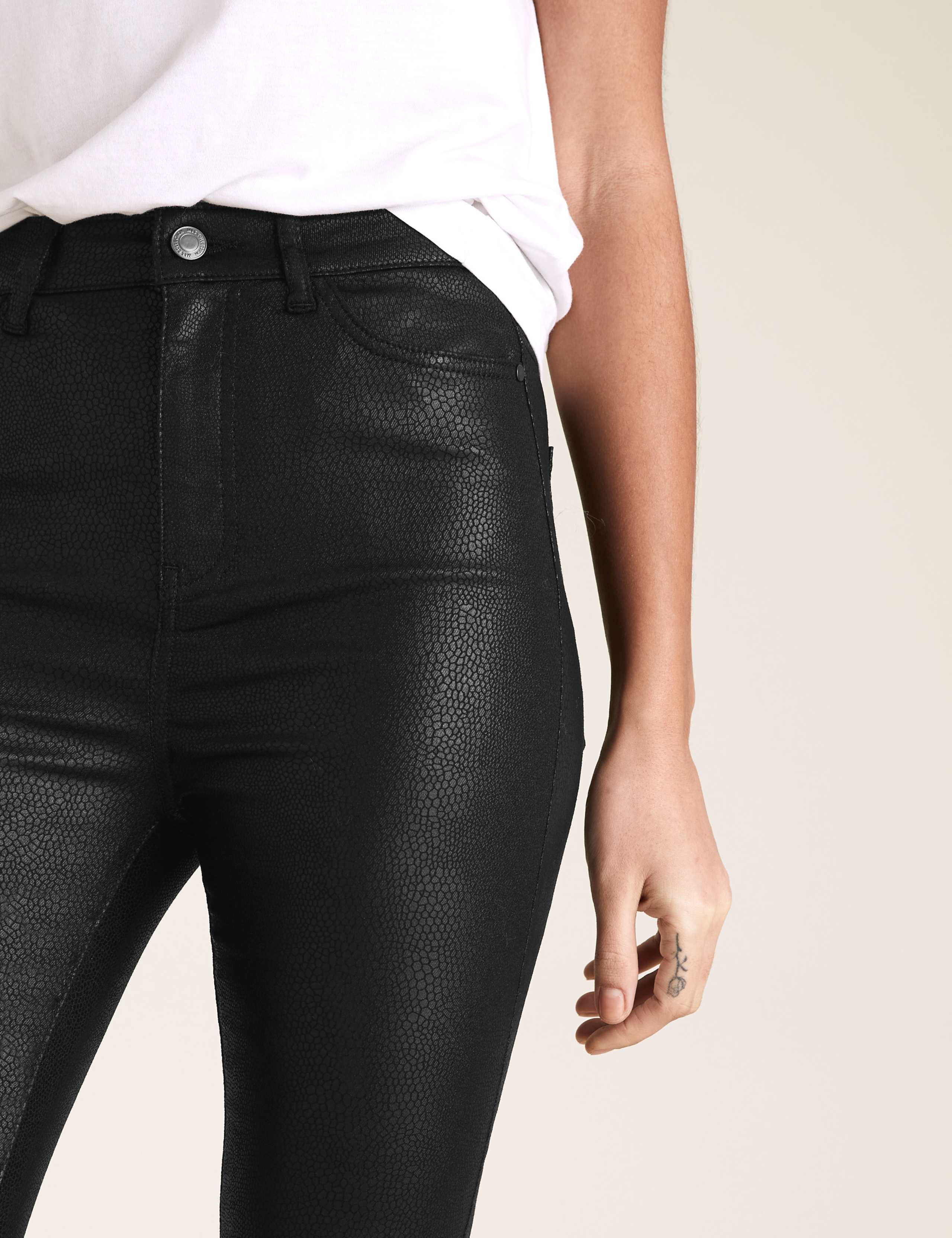Snake Print Leather Look Skinny Jeans 3 of 5