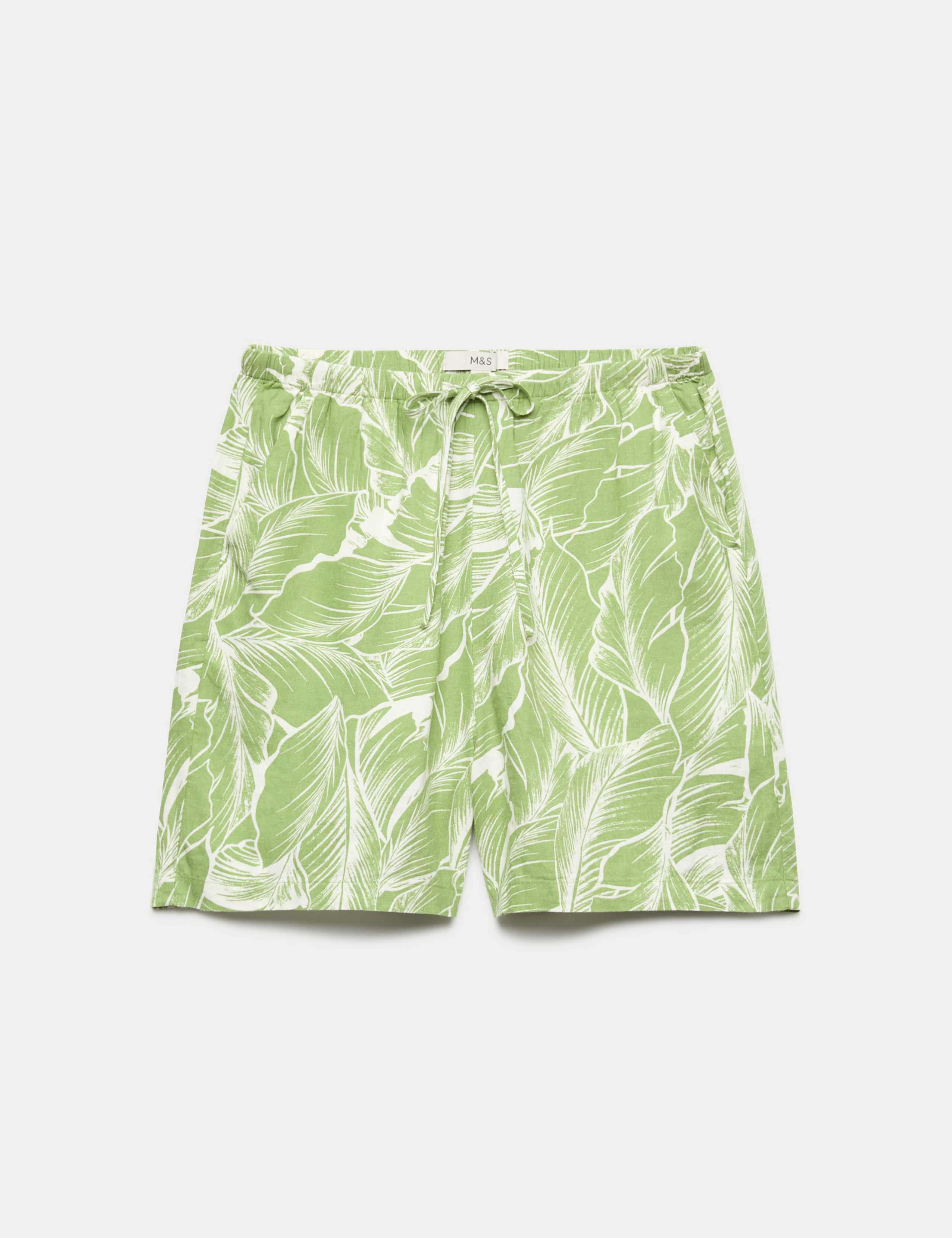 Linen Rich Palm Print Shorts 2 of 5