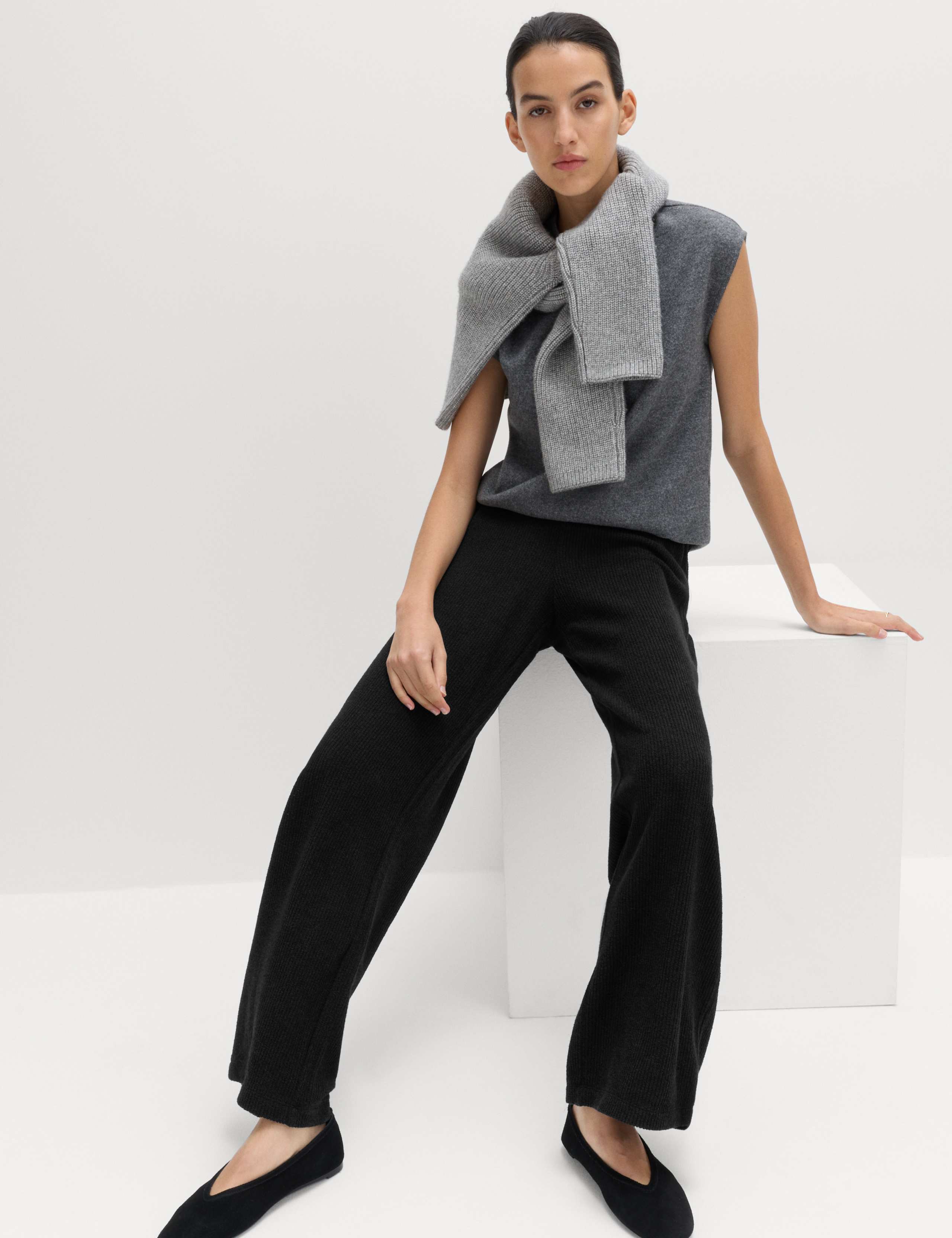 Brushed Rib Wide Leg Trousers 5 of 5