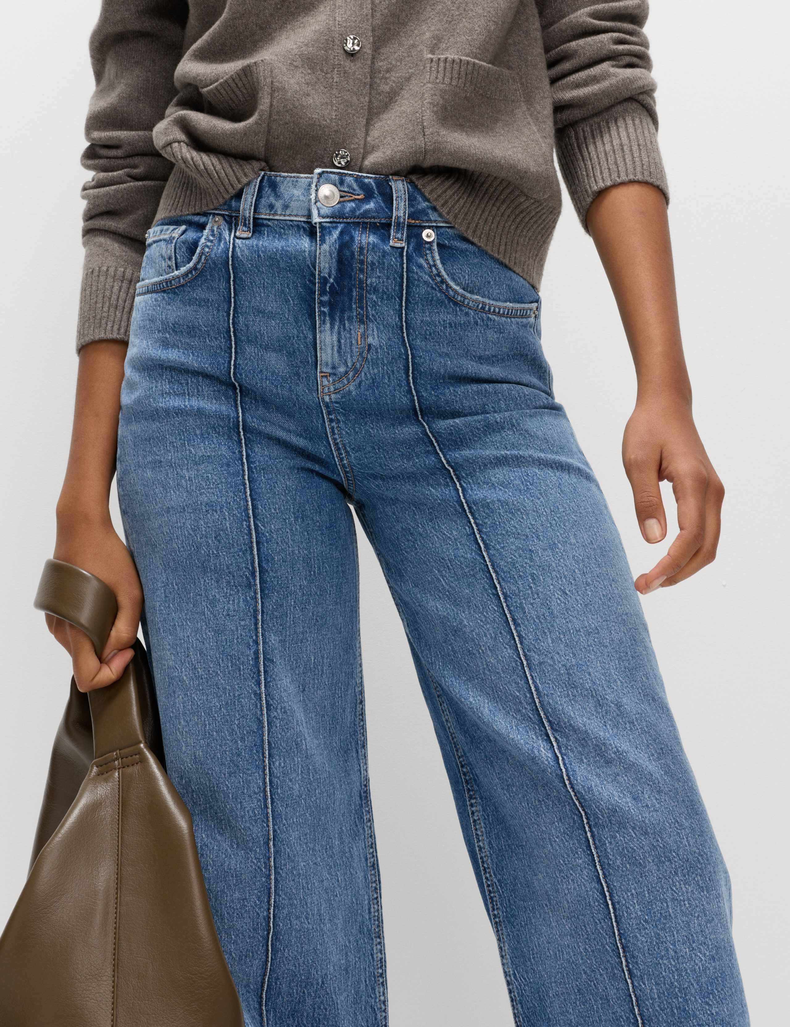 High Waisted Pintuck Wide Leg Jeans 1 of 6
