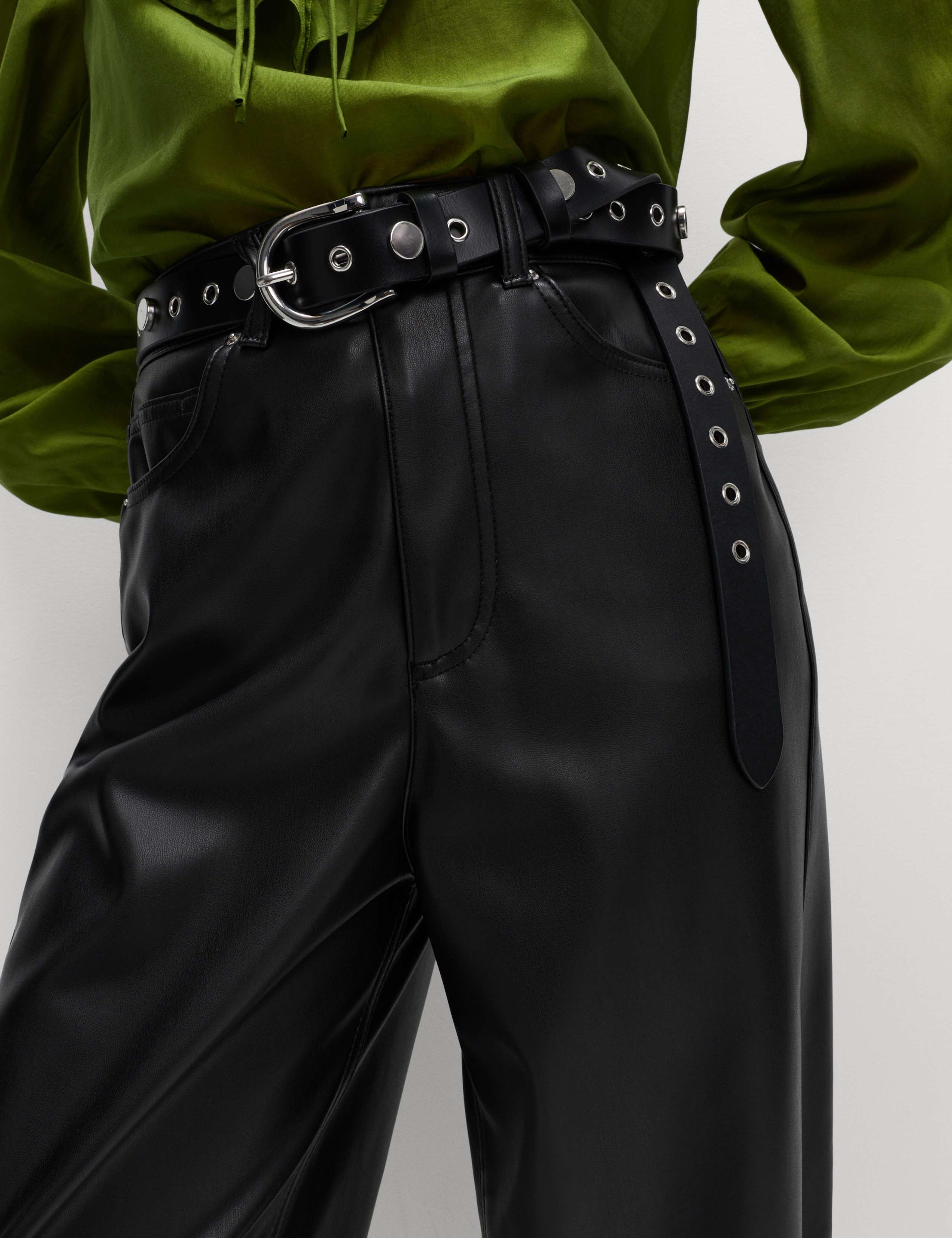 Leather Look Carrot Leg Trousers 1 of 6