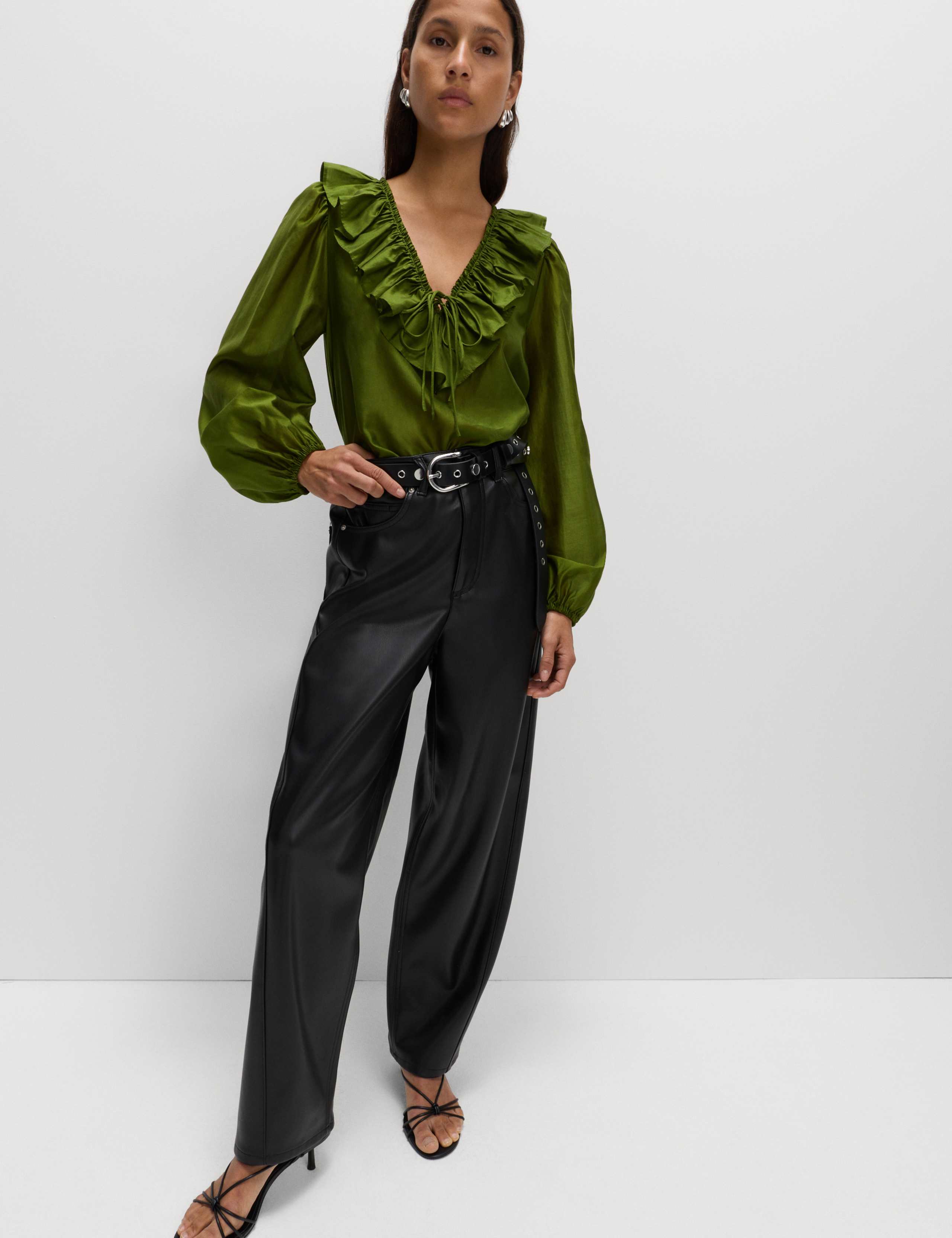 Leather Look Carrot Leg Trousers 3 of 6