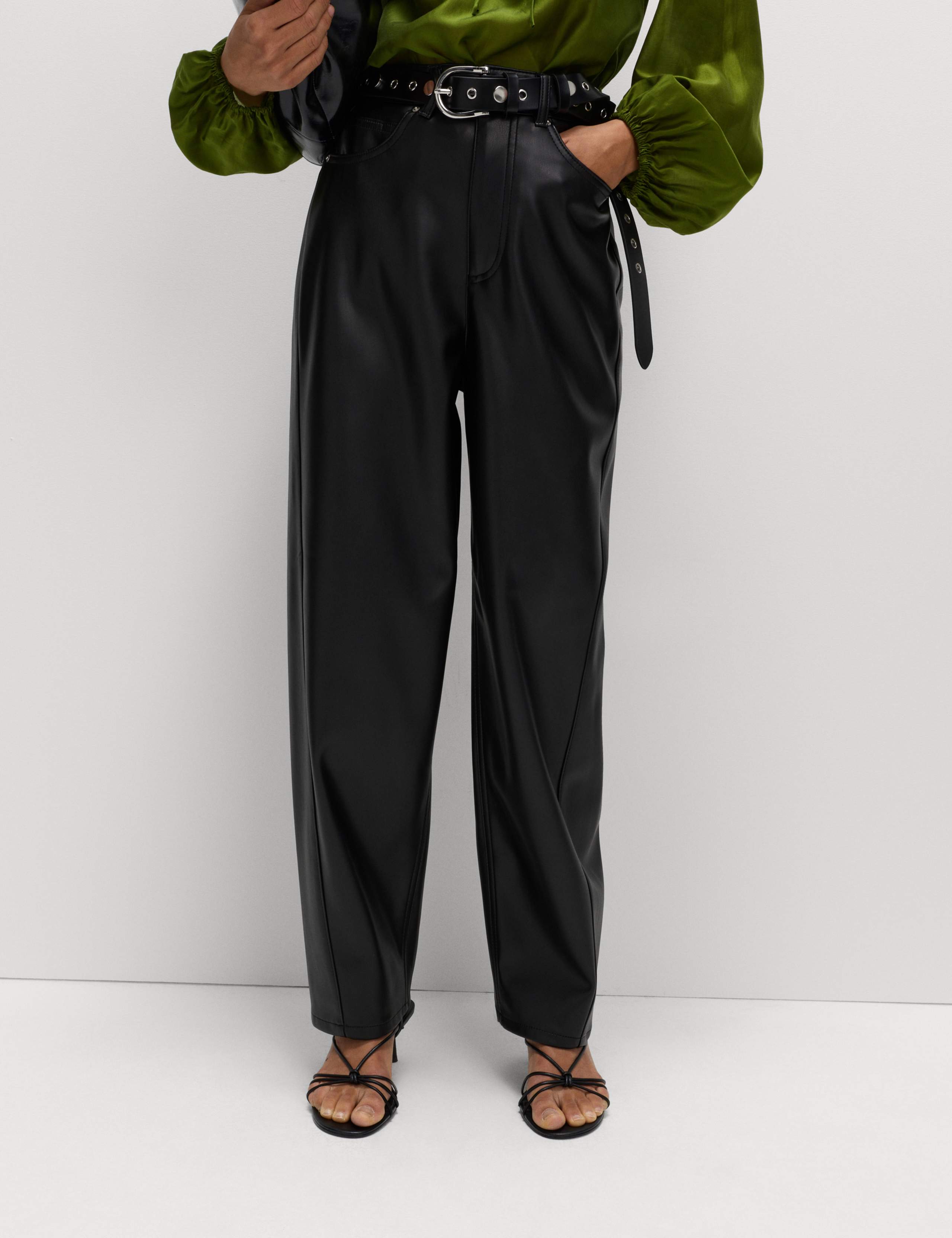 Leather Look Carrot Leg Trousers 5 of 6