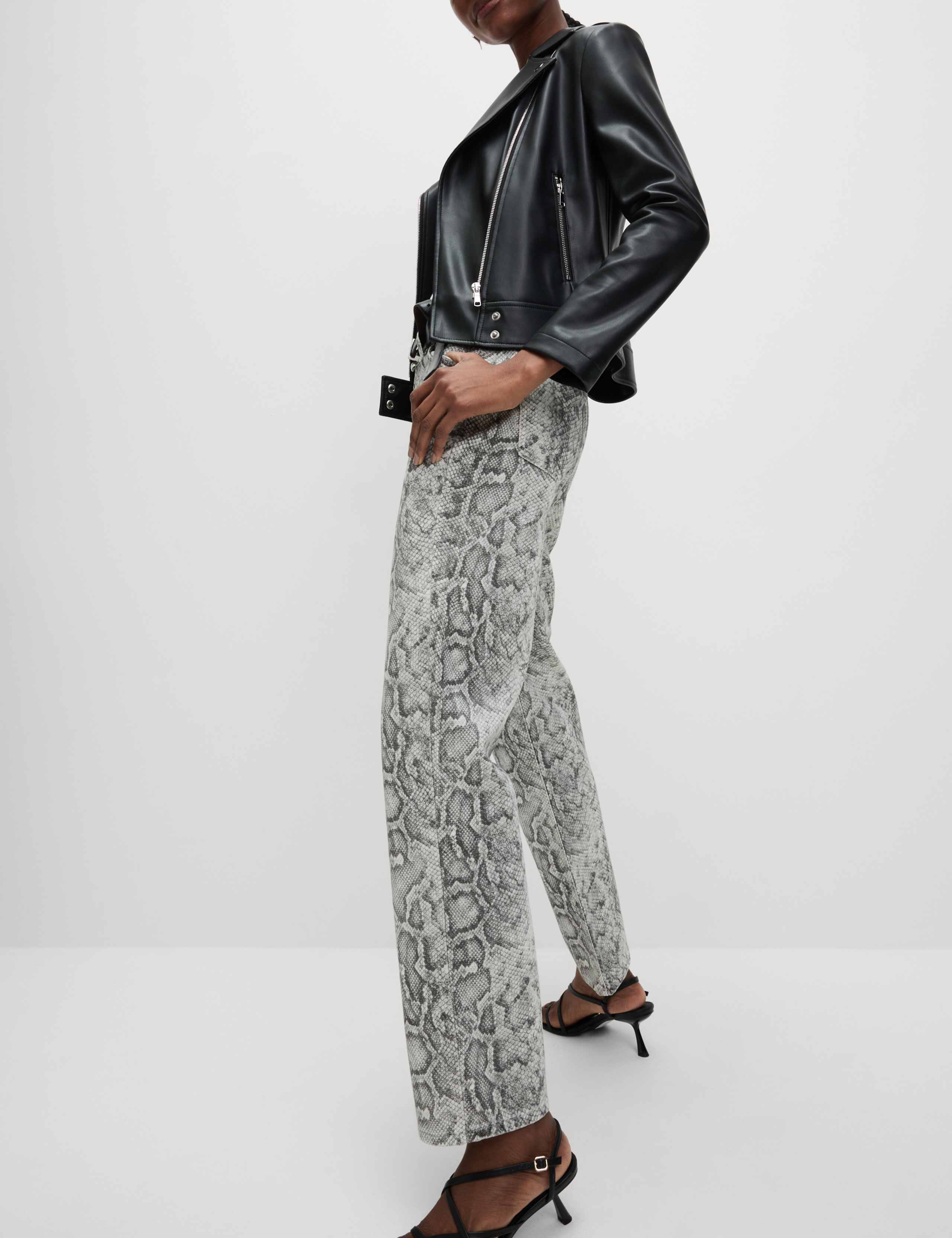 High Waisted Animal Straight Leg Jeans 4 of 5