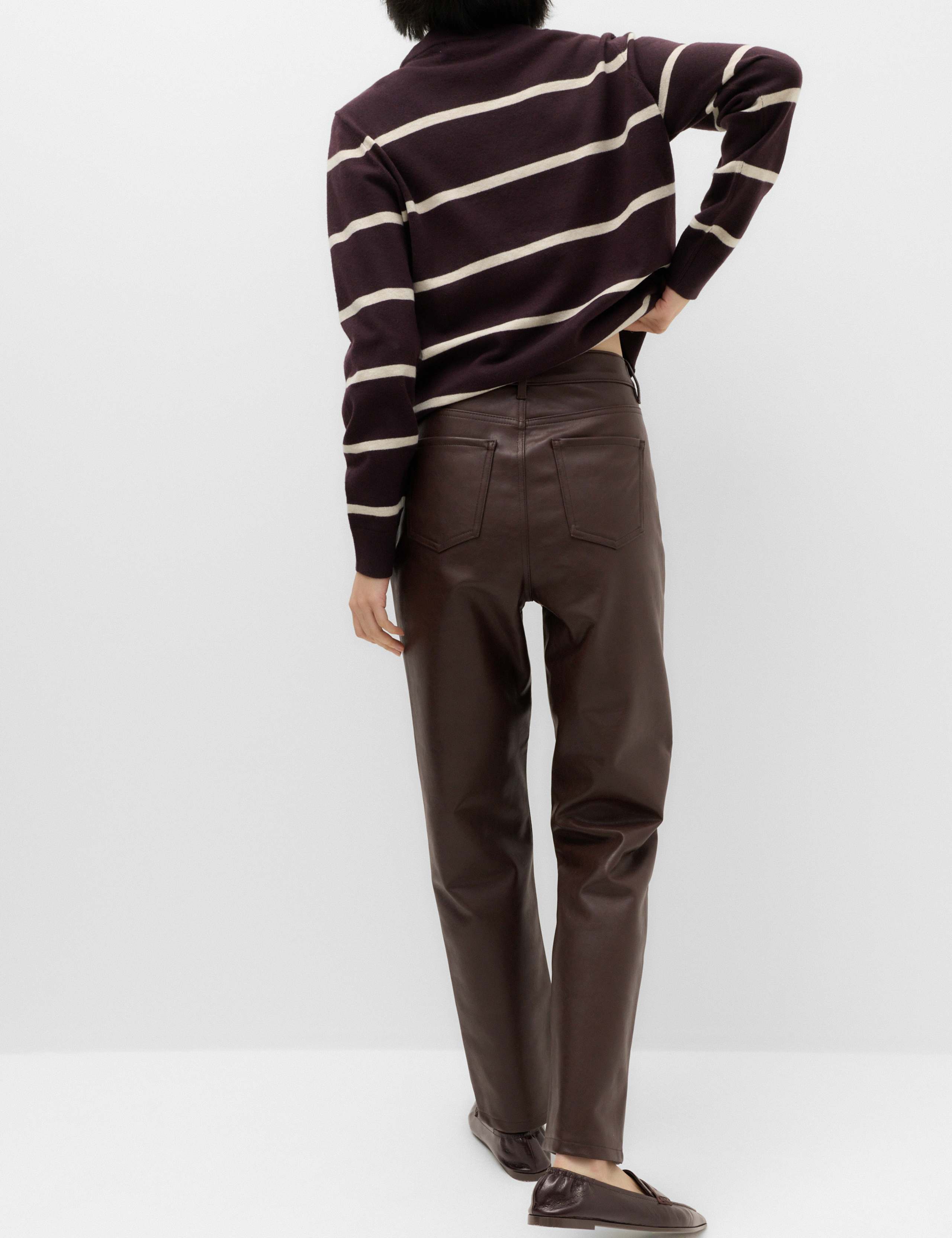 Faux Leather Straight Leg Trousers 3 of 5